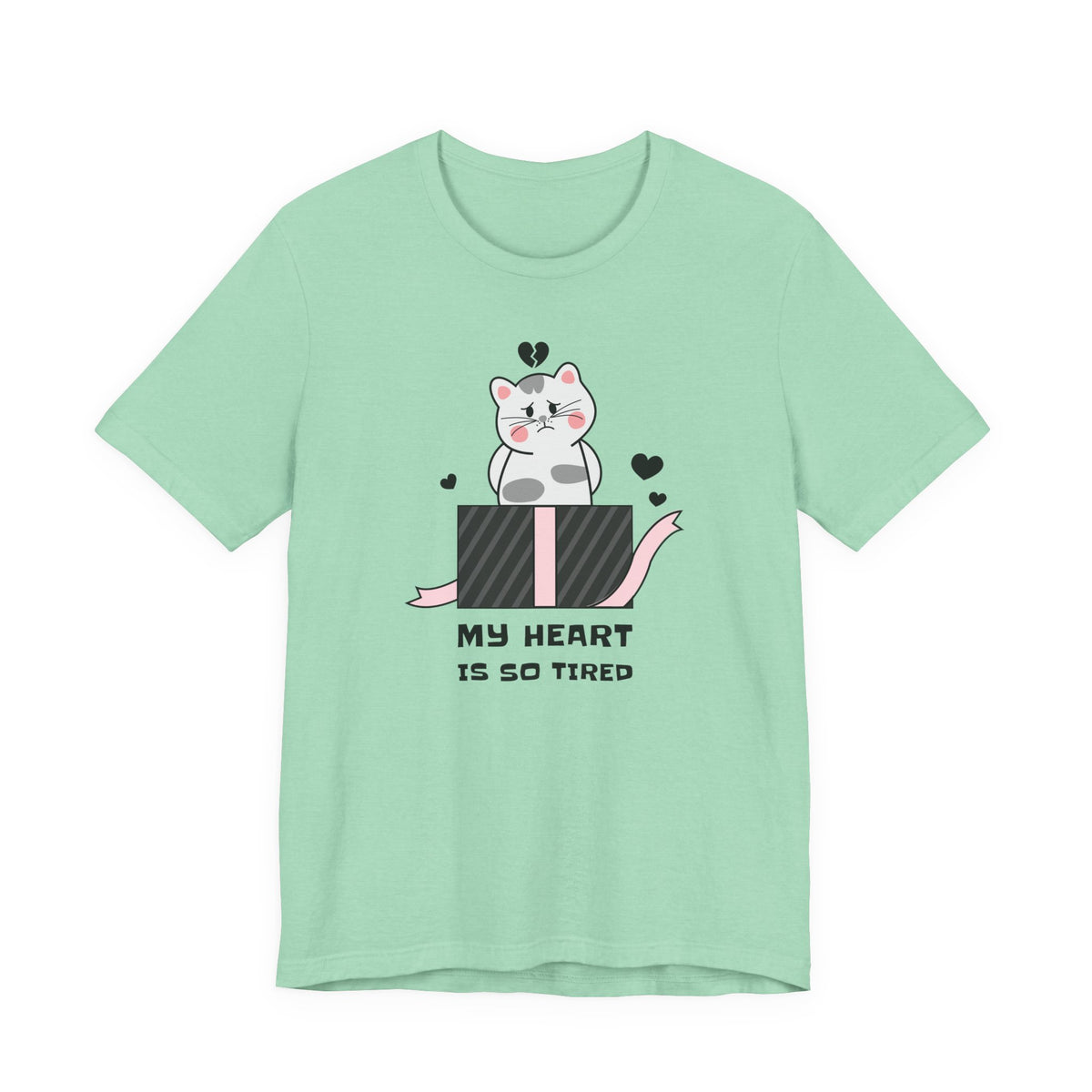 Cat Heart  Love Graphic Tee Shirt - Bella+Canvas Unisex 100 Cotton