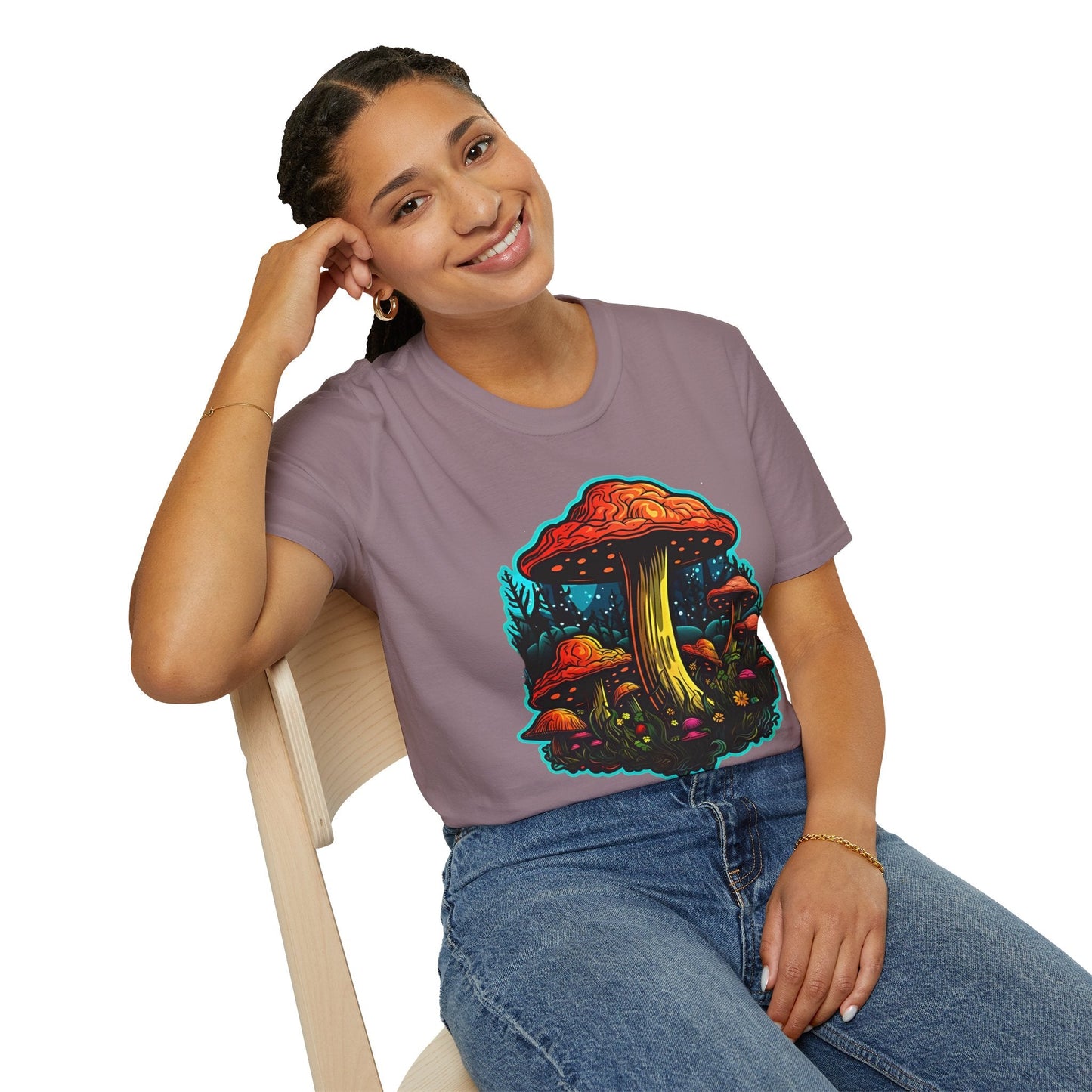 Funny Mashroom Graphic Unisex Softstyle Cotton With Cartoon Illustration Design 22