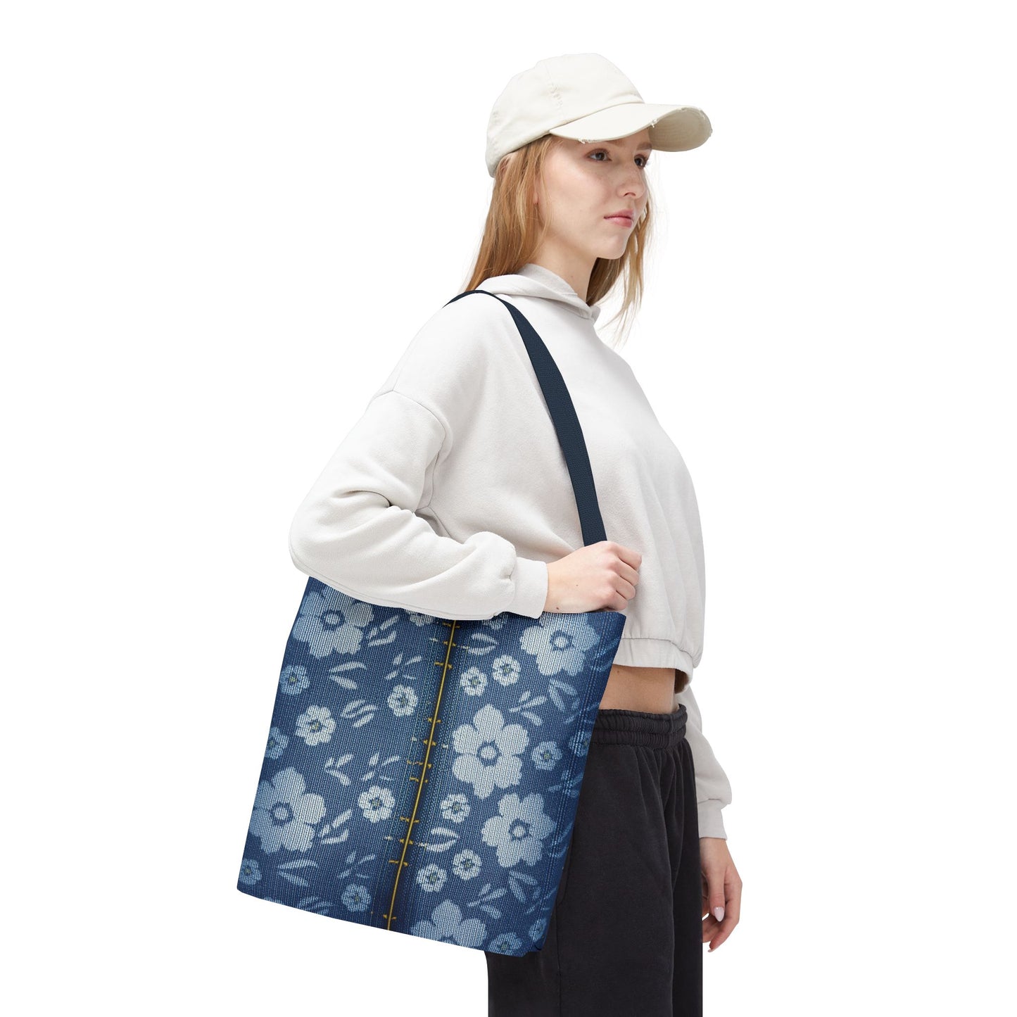 Denim Fabric Imitation Print Unisex Canvas Bag Poly Spun 3 Sizes Tote Bag 118