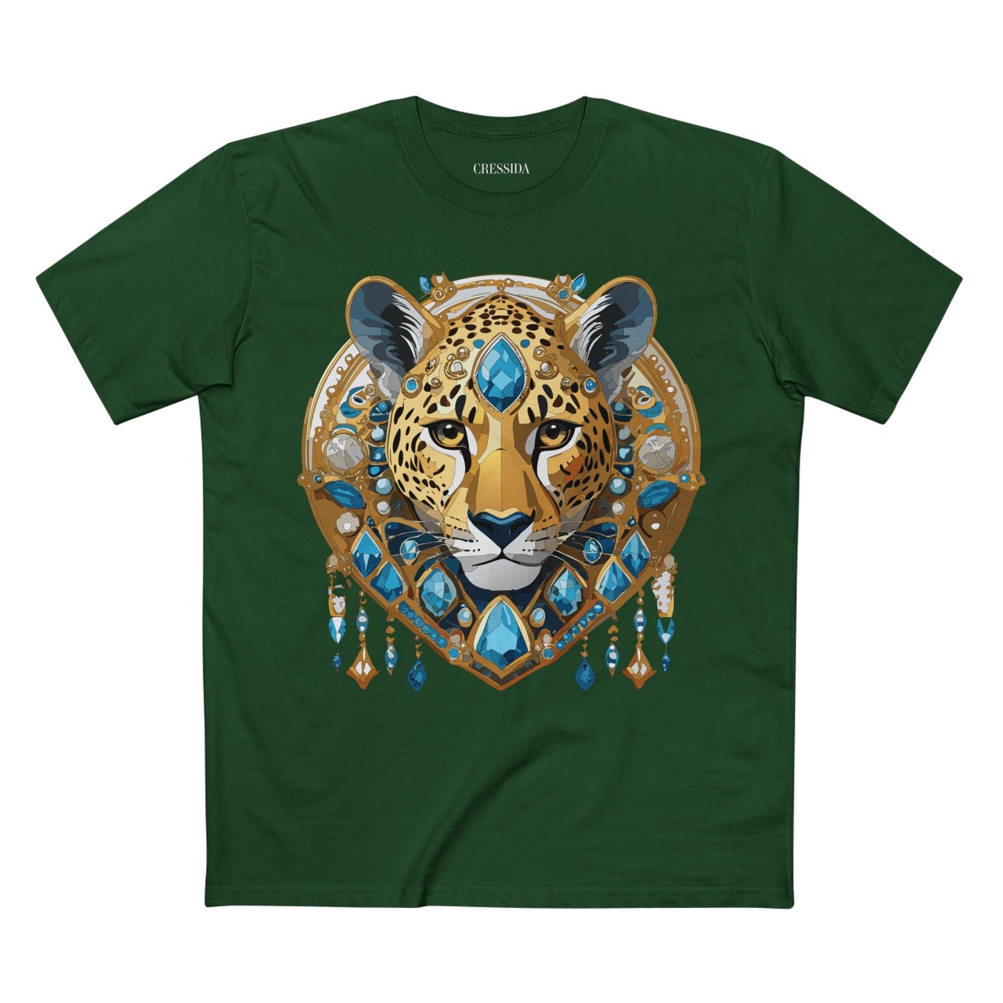 Cheetah Graphic Unisex 100 Cotton Tee With Unique Animal Golden Medallion Art Design 45