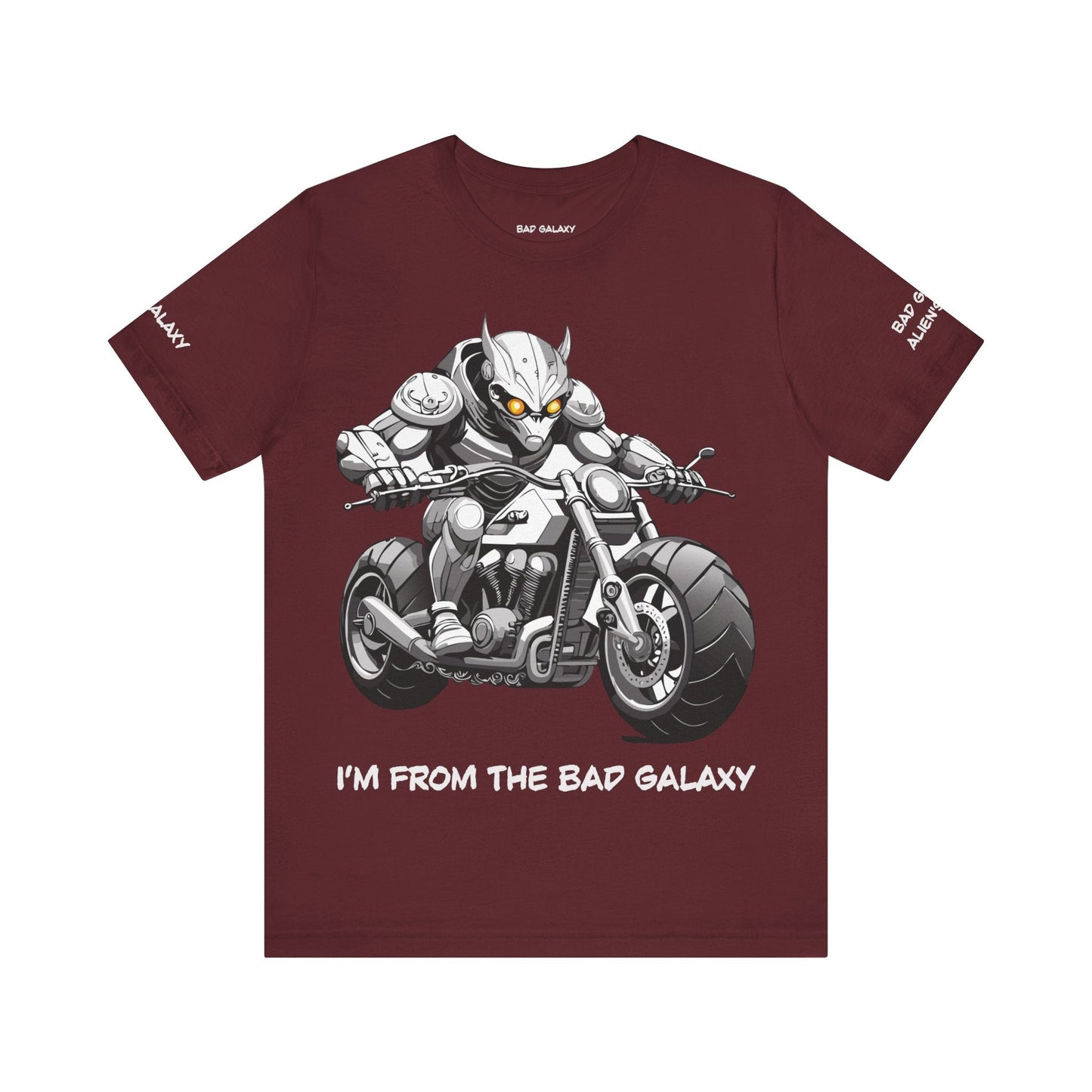 Tee Shirt With Alien From Bad Galaxy 100 Percent Cotton Lightweight Made In USA Eco Friendly Inks