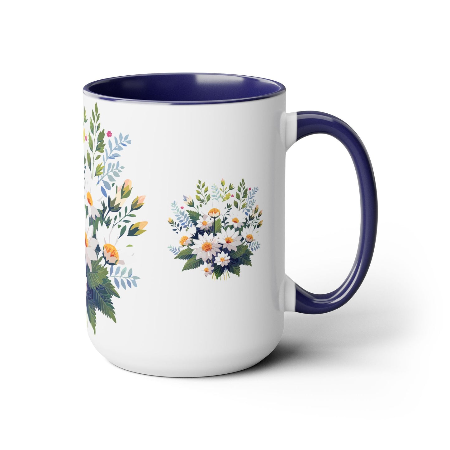 Two-Tone Coffee Mug with flowers