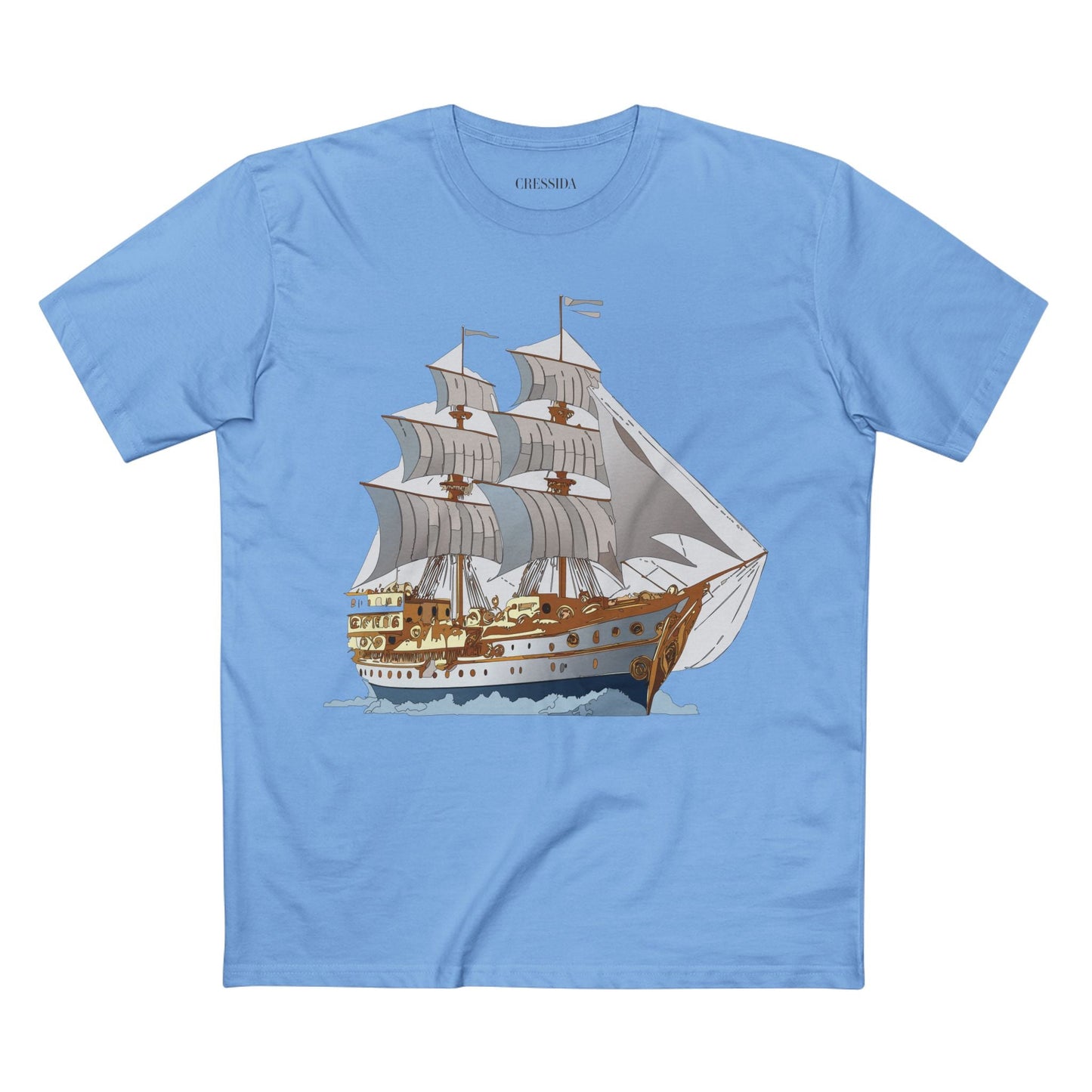 Ship Graphic Unisex 100 Cotton T-Shirt with Gold Frigate Art Design 12