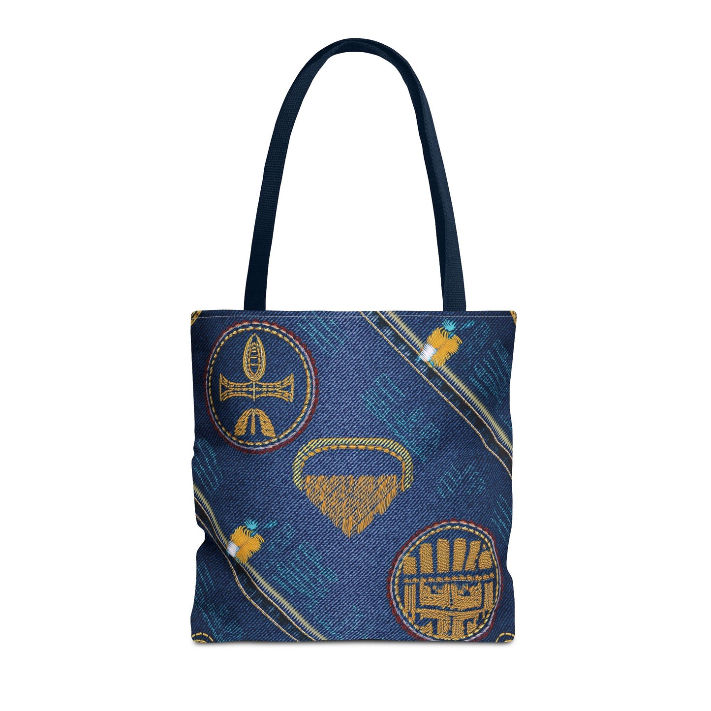 Denim Fabric Imitation Print Unisex Canvas Bag Poly Spun 3 Sizes Tote Bag 188-2