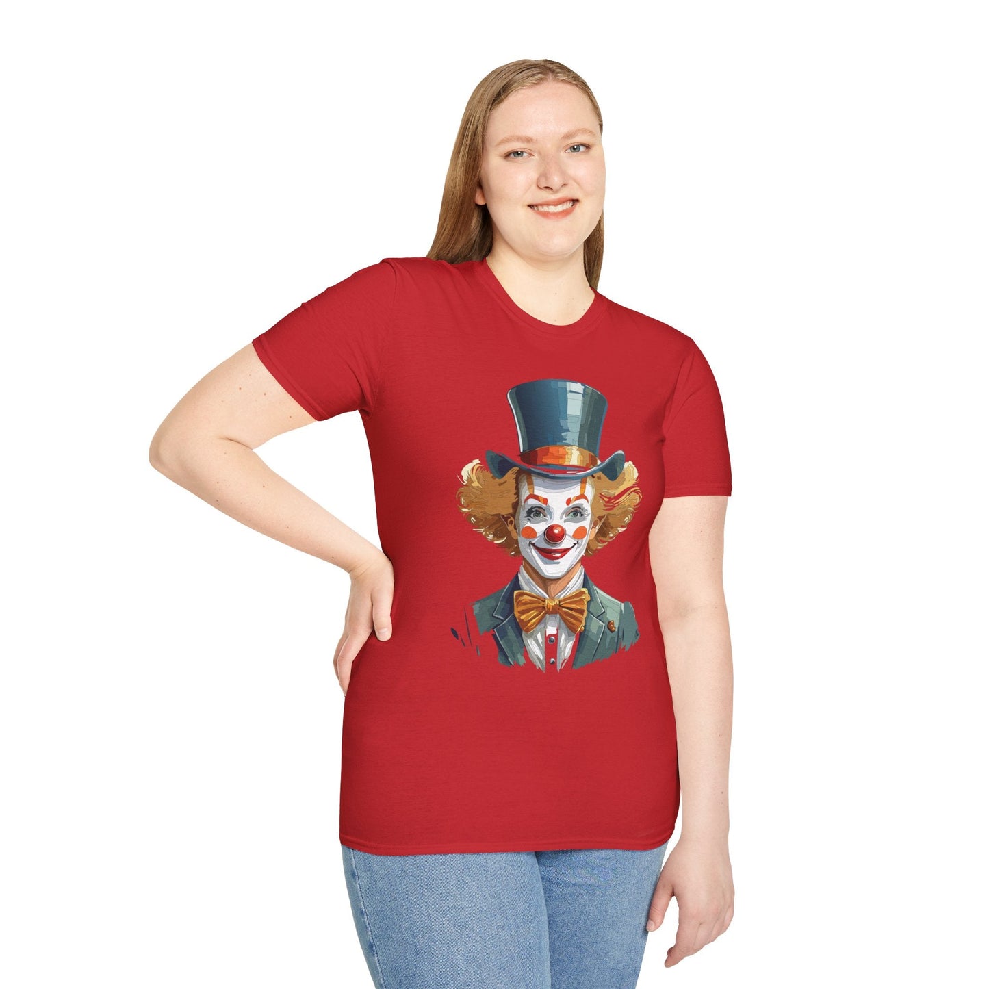 Funny Clown Shirt Unisex T Shirt Circus Style Tee With Scary Man Artwork Gildan 64000