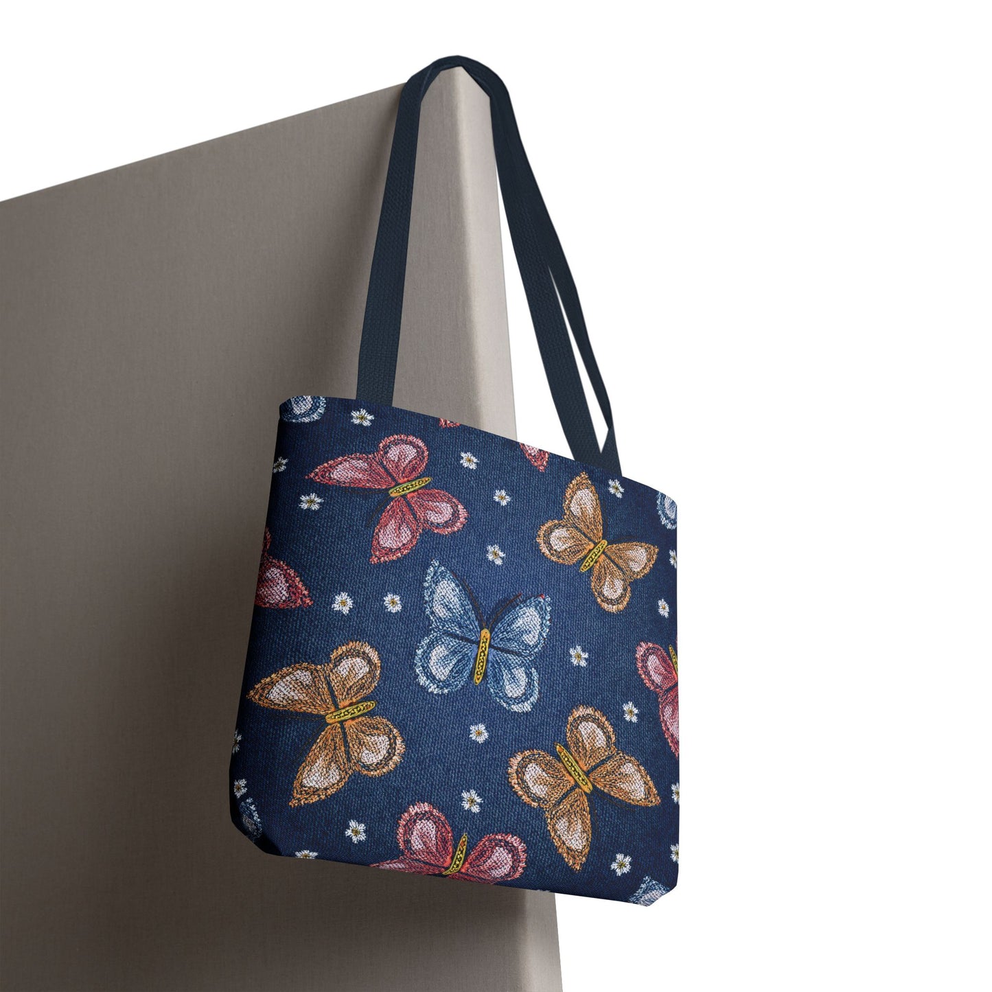 Denim Fabric Imitation Print Unisex Canvas Bag Poly Spun 3 Sizes Tote Bag 171