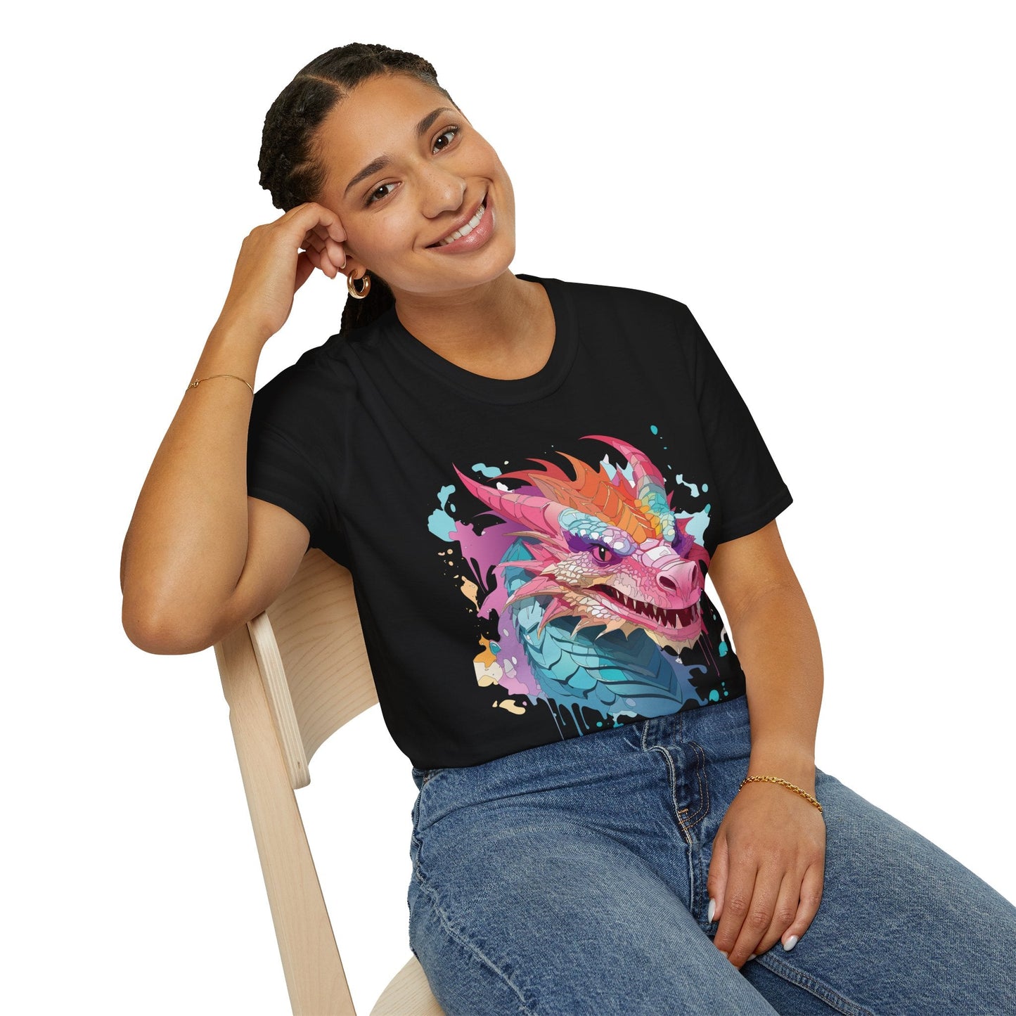 Dragon Graphic Tee Unisex Gildan Softstyle Cotton Shirt With Animal Art Design 64000