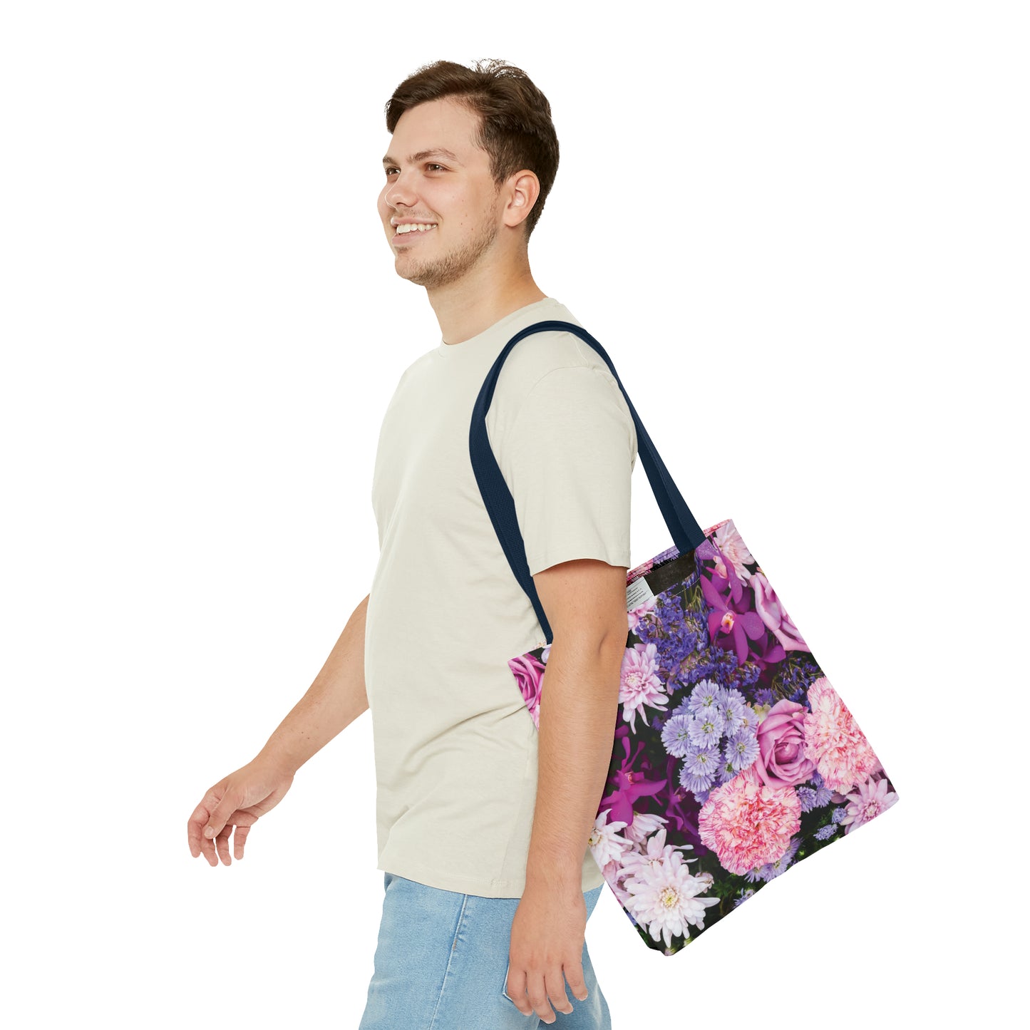 Canvastasche mit floralen Prints 