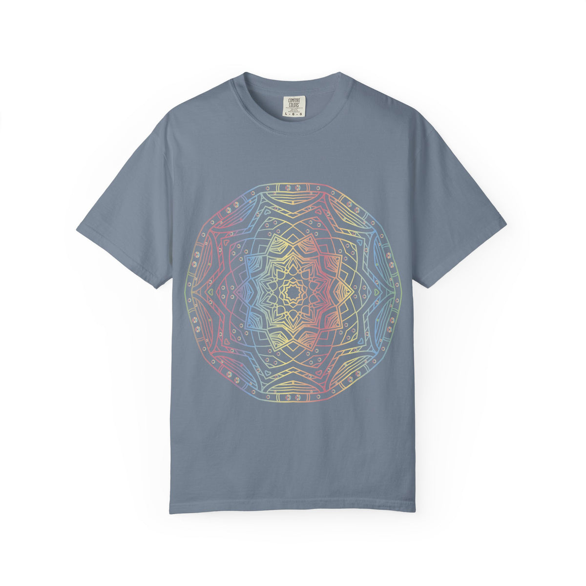 Unisex Garment Dyed Cotton T-Shirt with Mandala Graphic Design