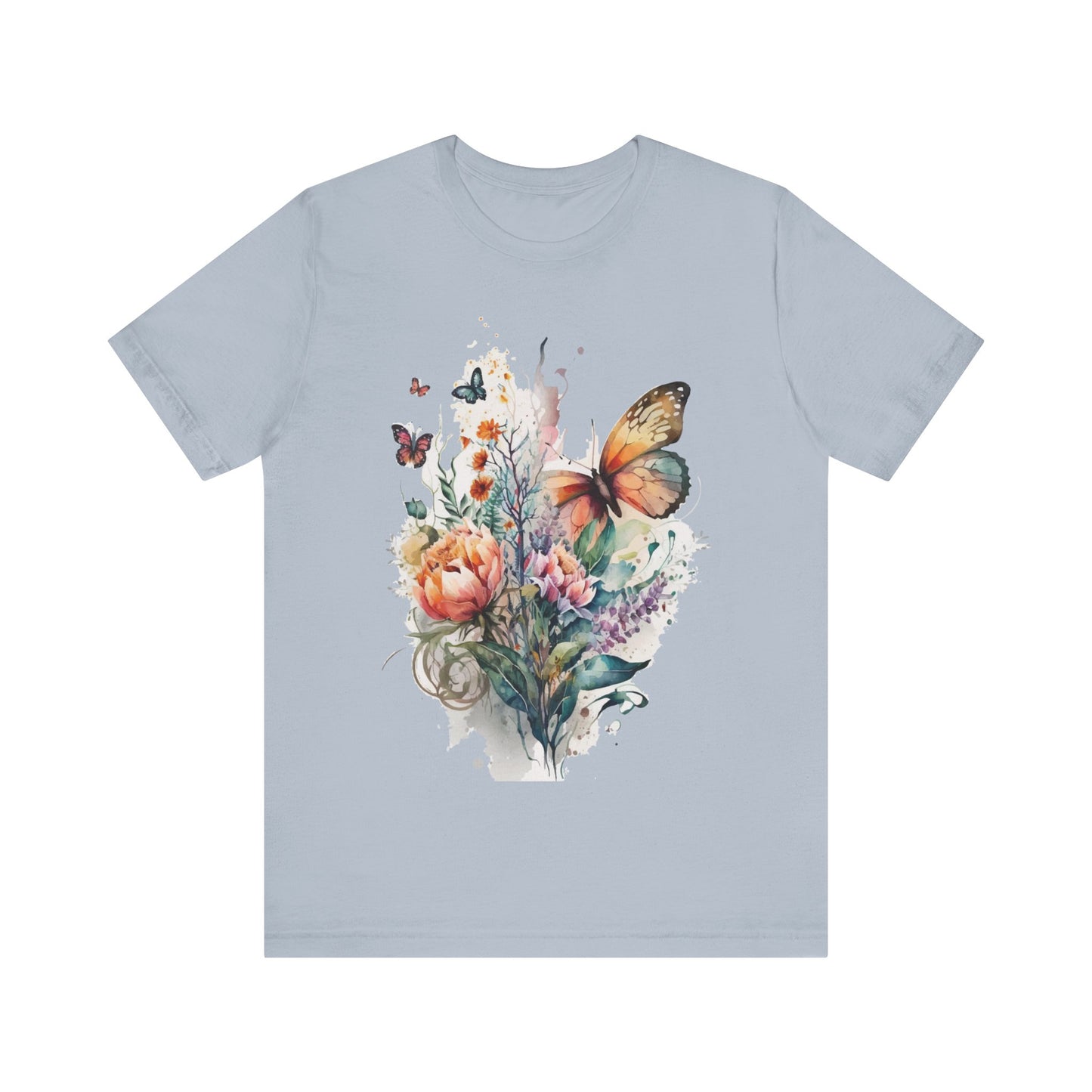 Cotton Tee Shirt with Butterfly Prints