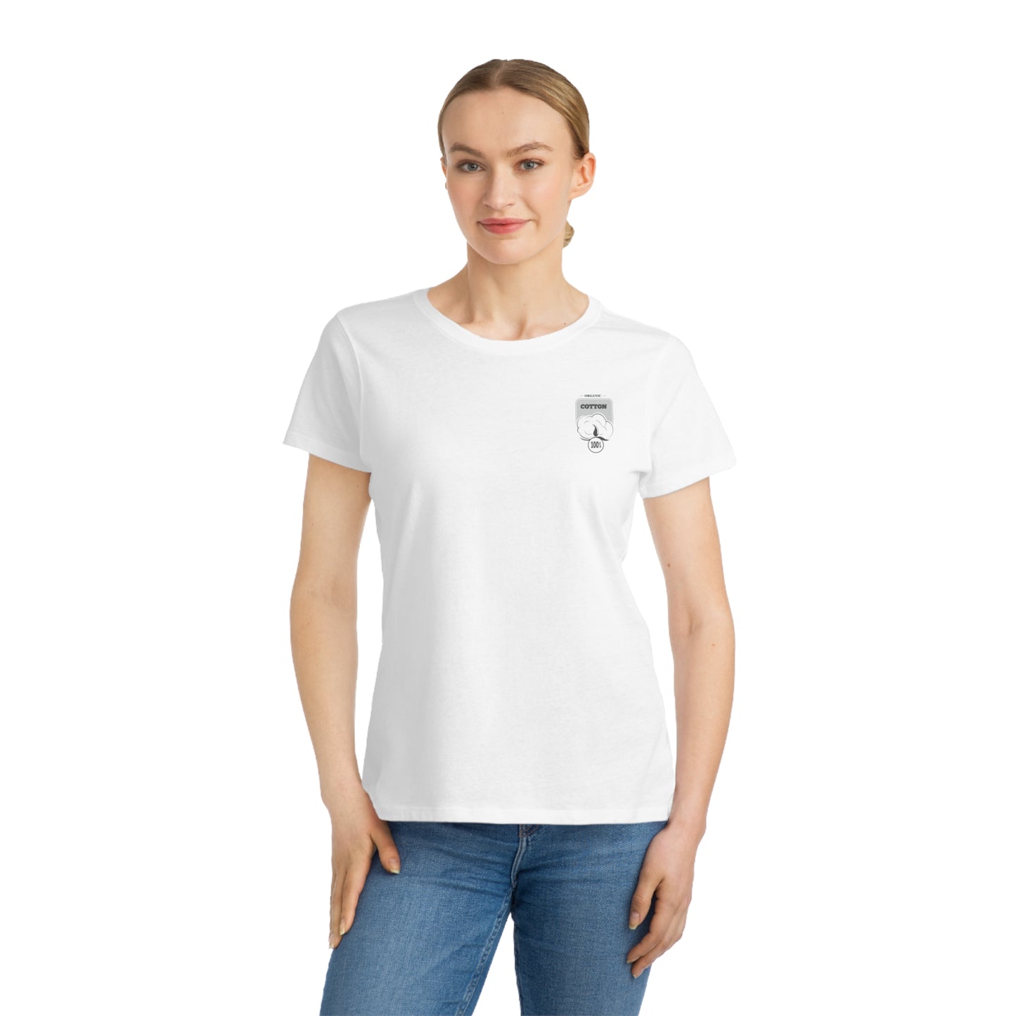 Camiseta de mujer de algodón orgánico con logotipo de algodón 