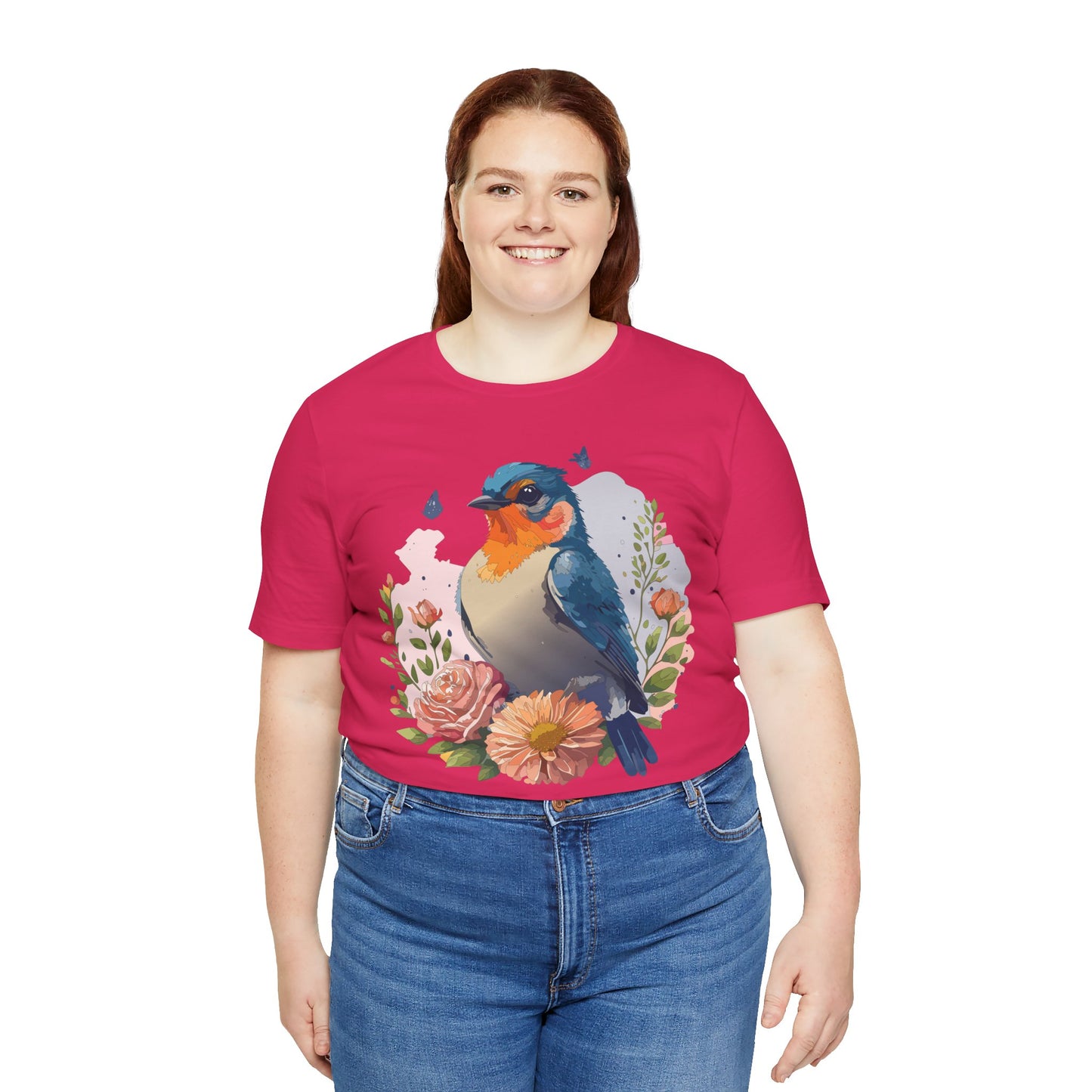 Floral Bird Tee, Animal Shirt, Bird Shirt, Floral Tee, Flower T-shirt, T-Shirt with Animal