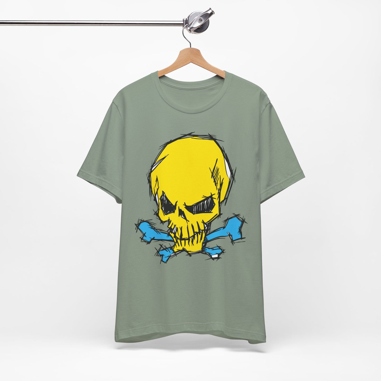 2-Yellow Skull Graphic Design Tee, Skull Shirt, Vintage Tees, Art Design T-Shirt, Vintage Graphic Tee, Art Shirts with Skulls