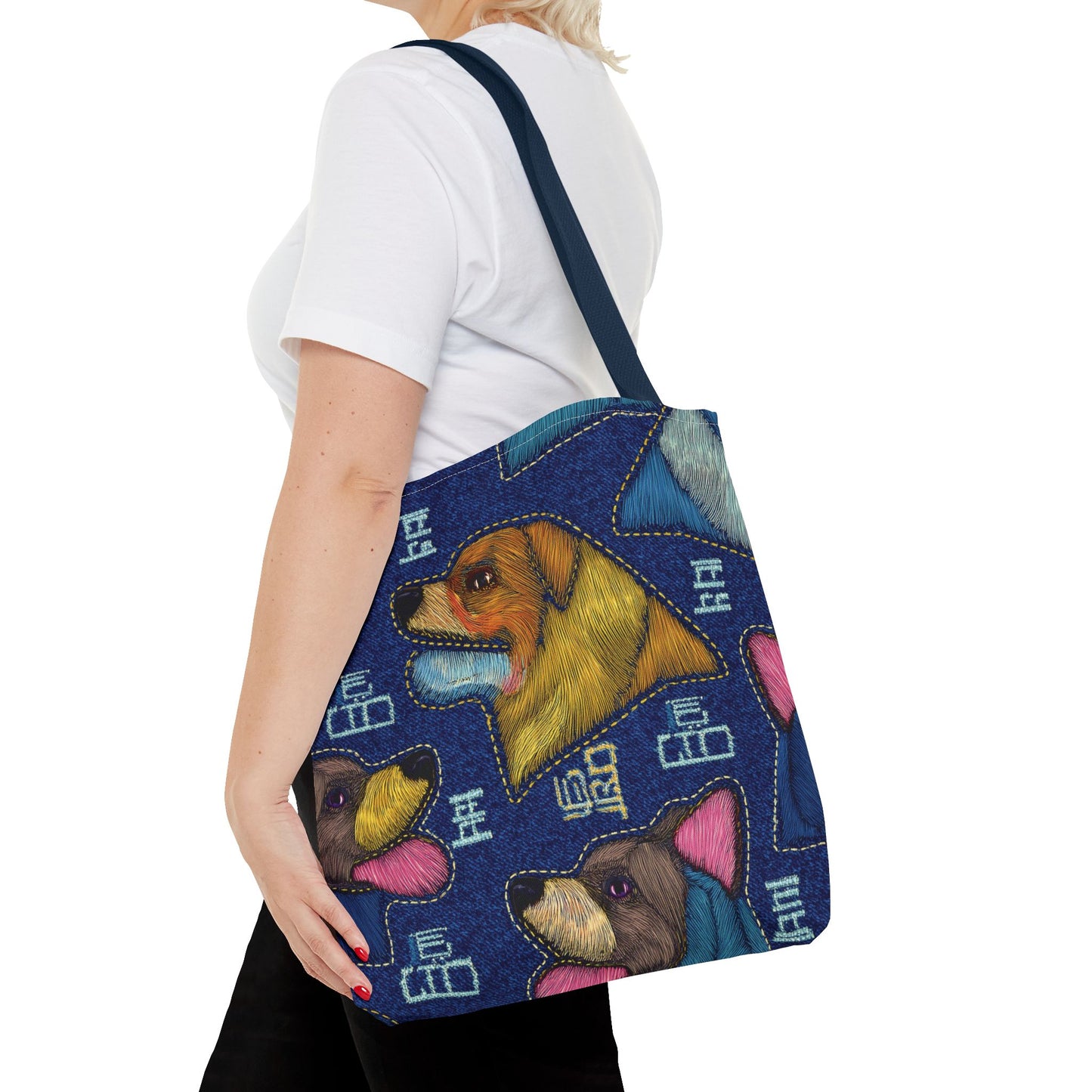 Denim Fabric Imitation Print Unisex Canvas Bag Poly Spun 3 Sizes Tote Bag 191-10