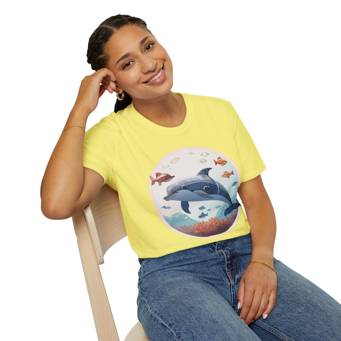 Dolphin Shirt Unisex Softstyle Tee One Hundred Percent Ring Spun Cotton Lightweight Comfort