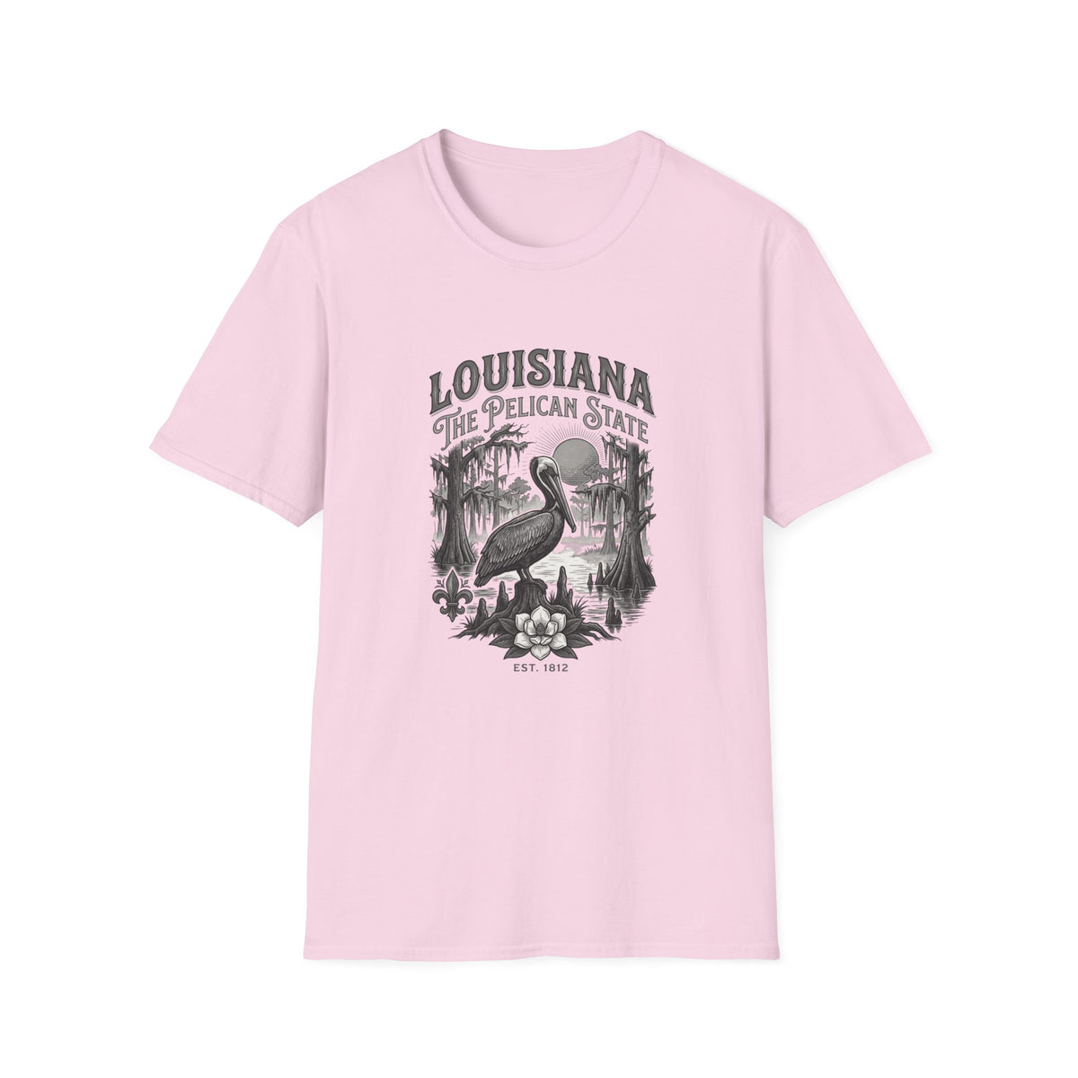 Louisiana Pelican State T-Shirt — Vintage Travel Tourist Graphic Design Unisex 100 Cotton Gildan T-Shirt