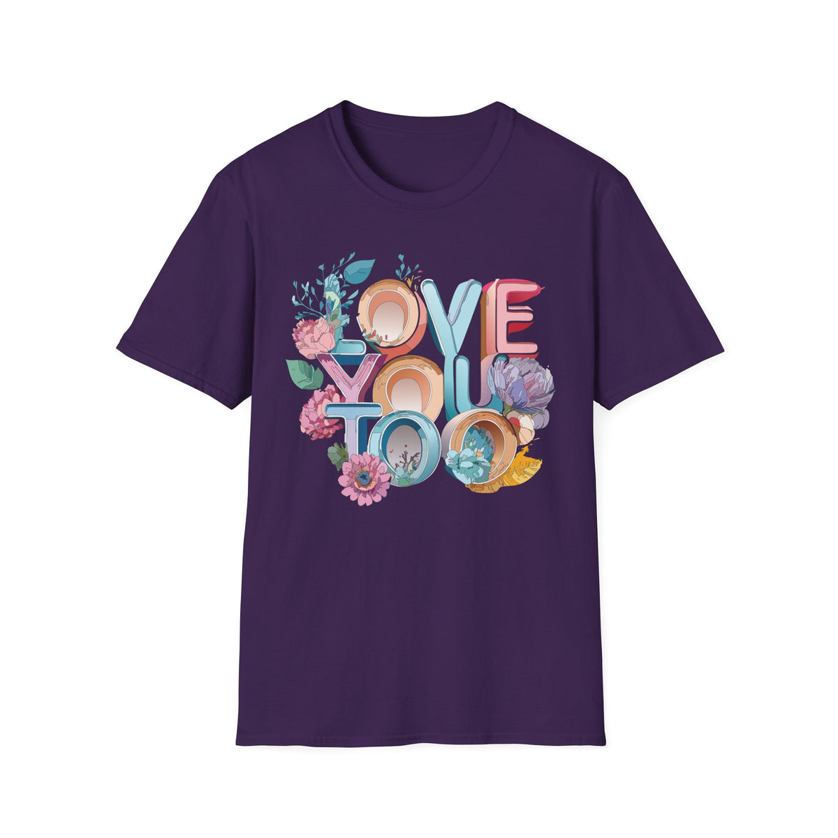 Love You Floral Typography T-Shirt | Pastel Retro Letters