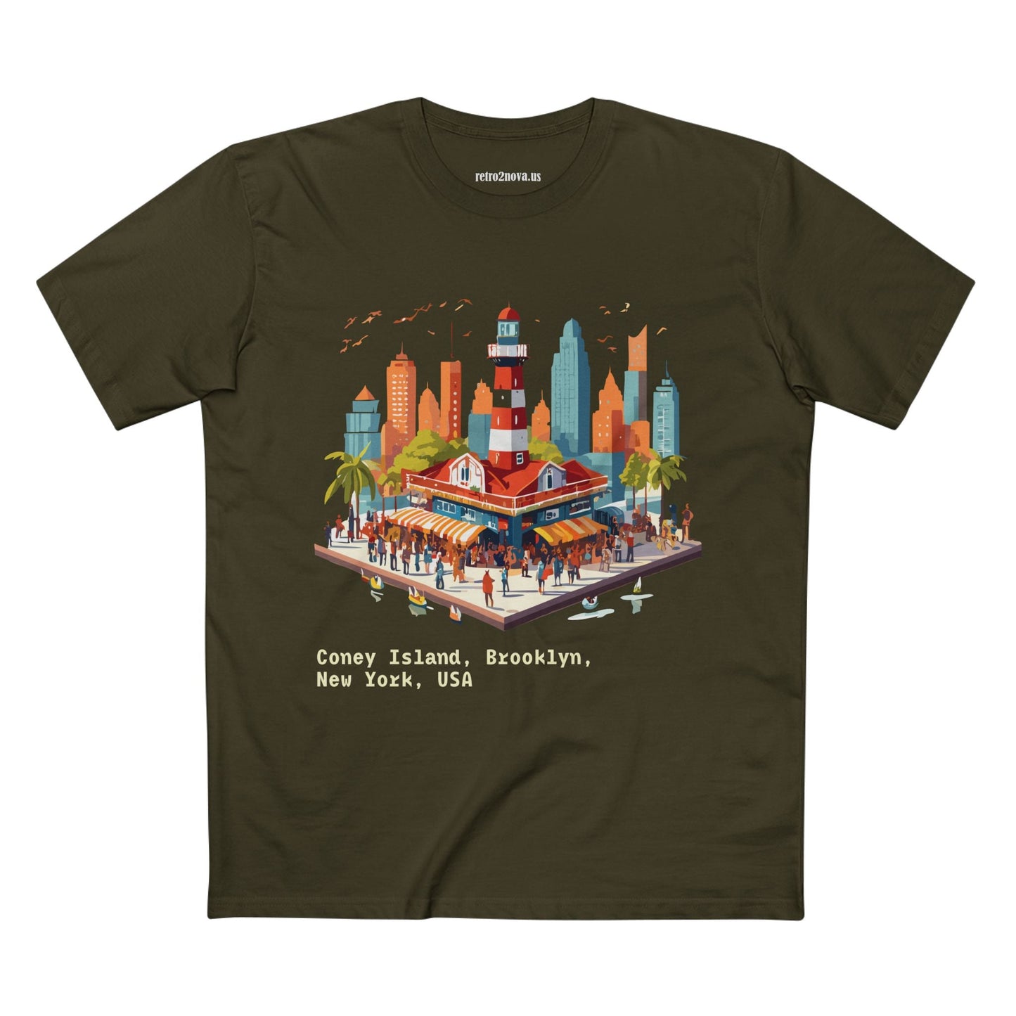 Unisex Travel Shirt Brooklyn Tourist Shirt Premium Cotton Tee with Original Art by Retro2Nova TT25