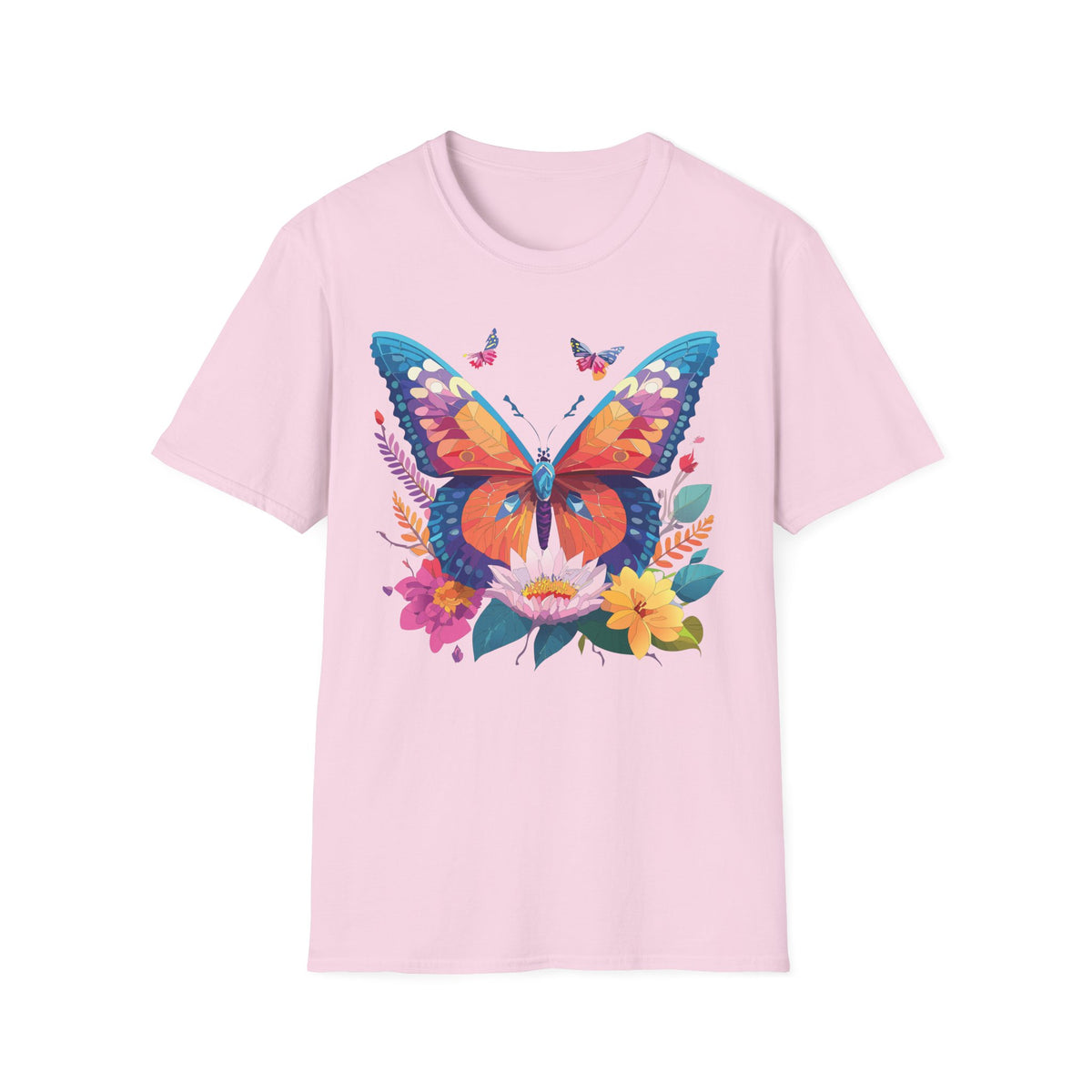 Colorful Butterfly Illustration T-Shirt | Floral Wings Print Graphic Tee Unisex 100 Cotton Gildan T-Shirt