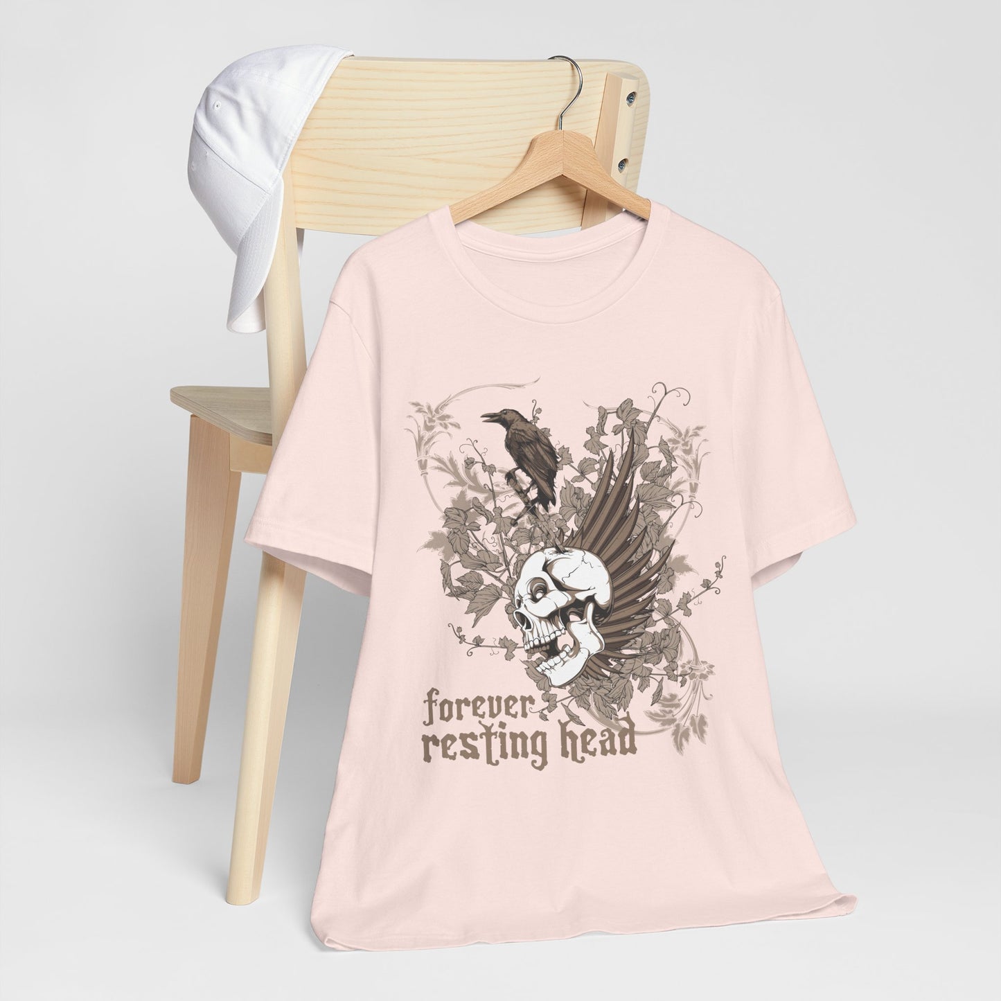 Forever Resting Head Tee, Edgy Graphic Shirt, Music T-Shirt, Gothic Tees, Skull Shirt, Art Design Tee, Skull Graphic Top
