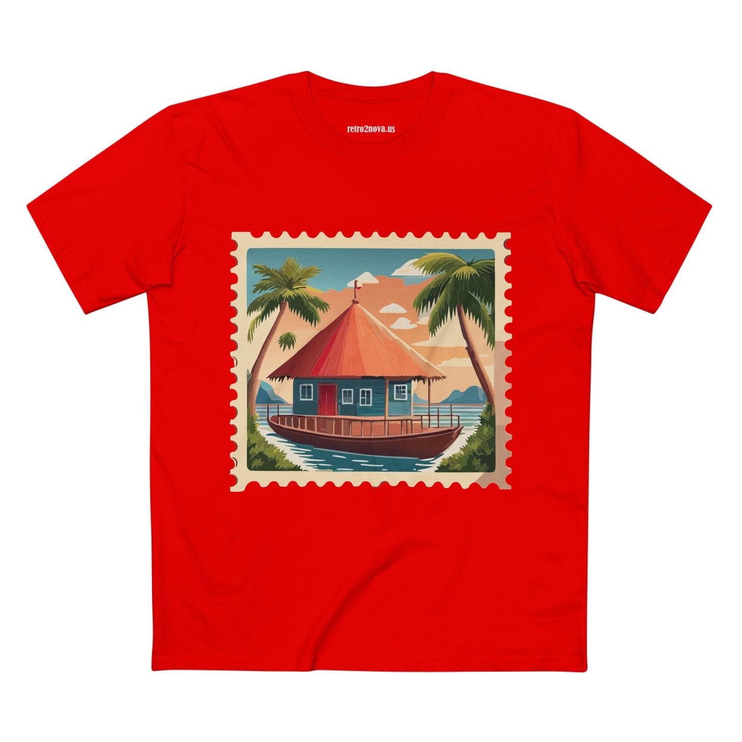 Unisex Postage Stamp Shirt Art Tee Premium Cotton By Retro2Nova Studio Collection