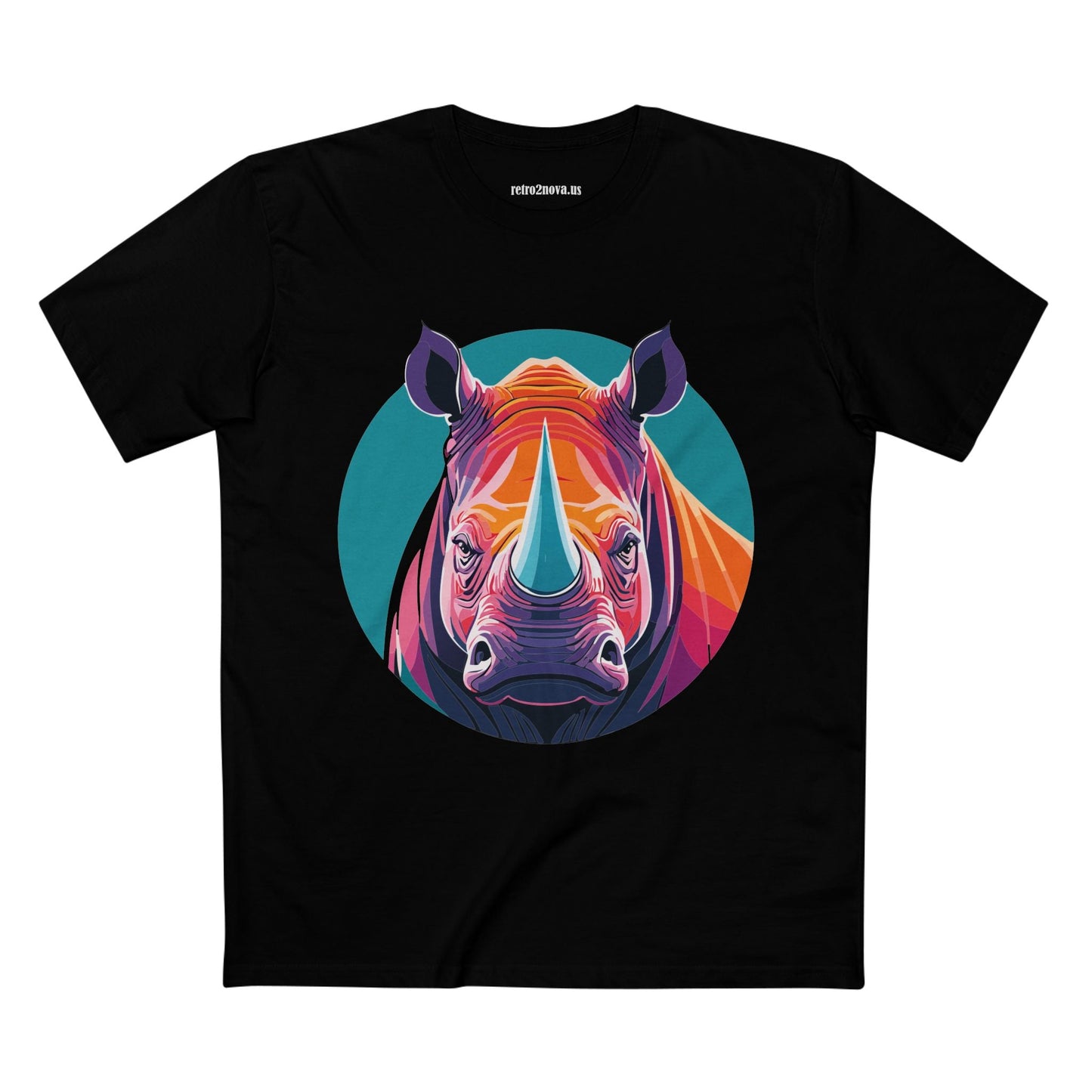 Rhino Animal Shirt Unisex Premium Cotton Tee With Original Art Design From Retro2Nova Art Collection Edition