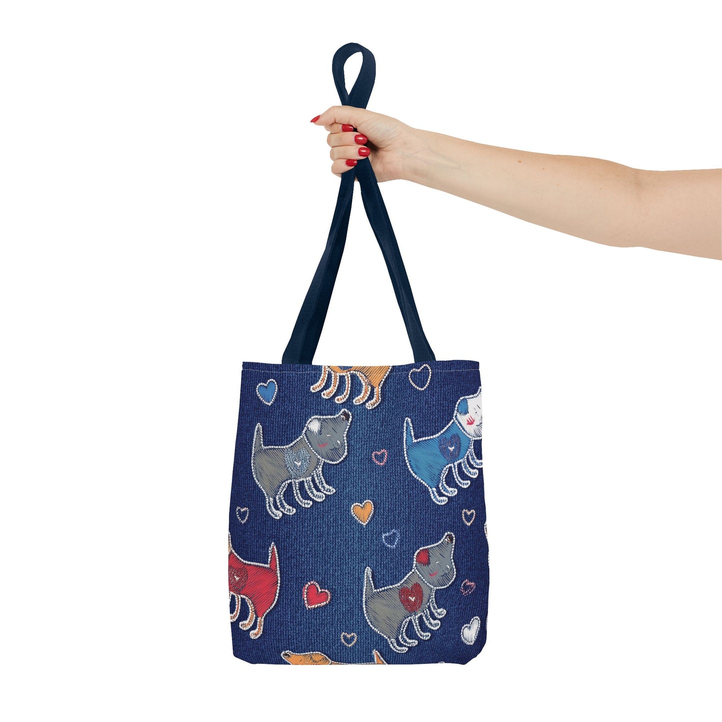 Love Day Graphic Design Denim Fabric Imitation Print Unisex Canvas Bag POLY 3 Sizes Tote Bag 201-13