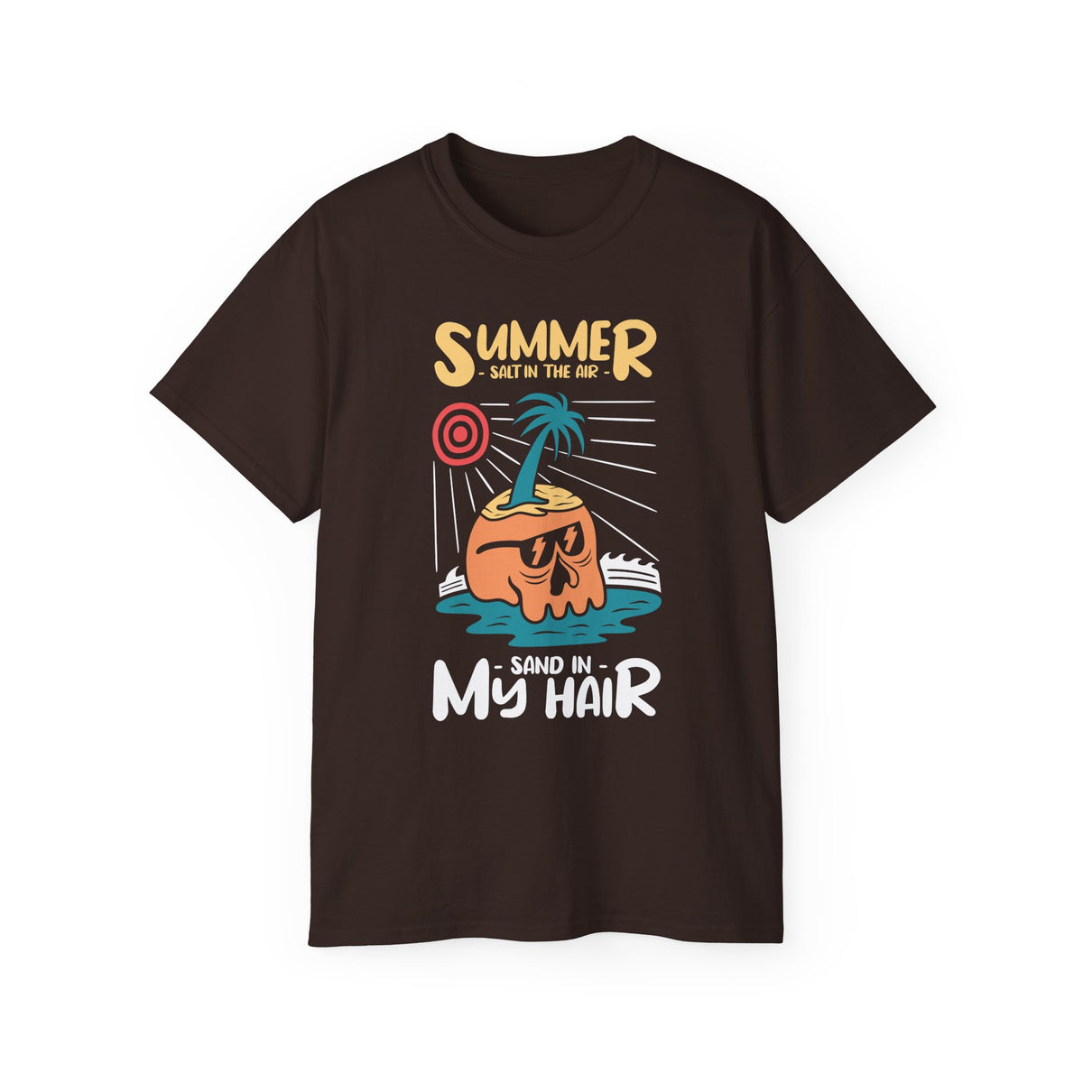 Summer Coconut Character T-Shirt | Sand in My Hair Beach Tee