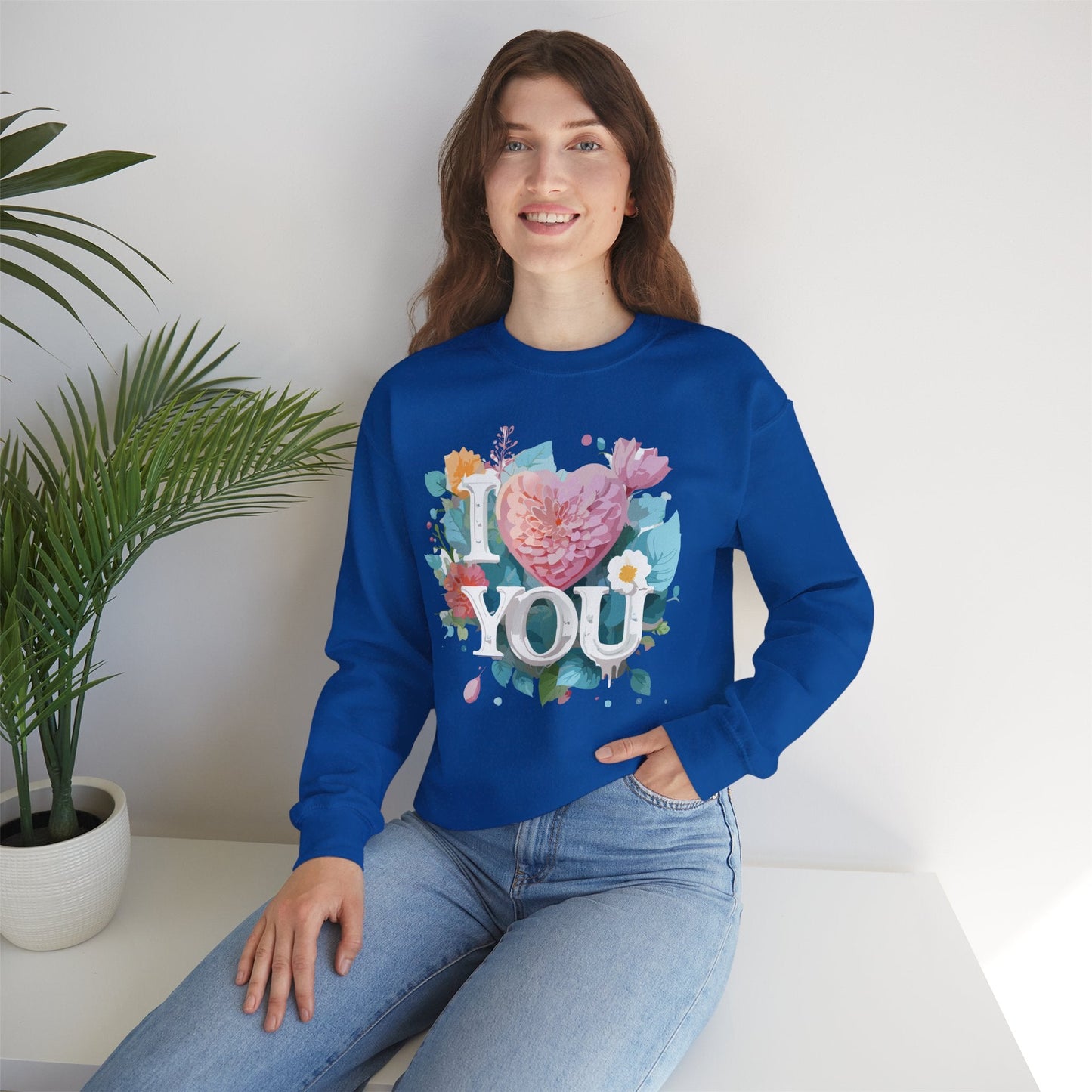 Floral Love Sweatshirt Unisex Valentines Day Gift 50 50 Cotton Polyester Crewneck
