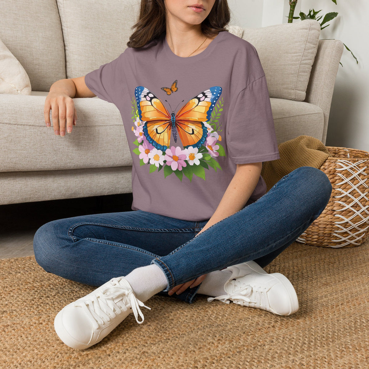 Monarch Butterfly Floral Butterfly Graphic Design Unisex 100 Cotton Gildan T-Shirt