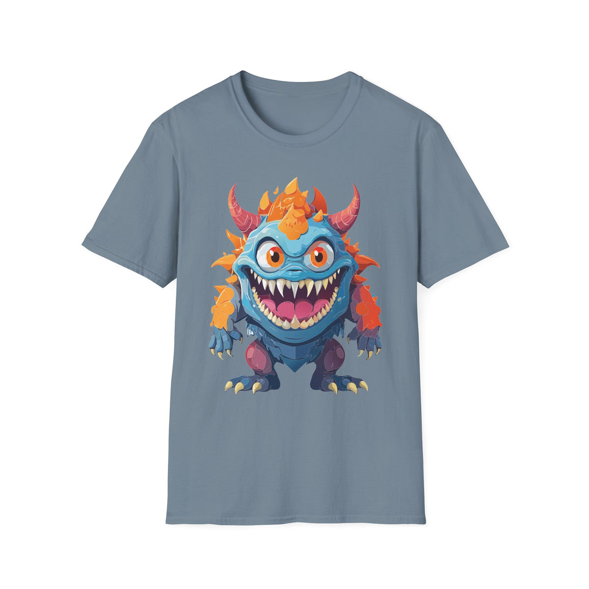 Cute Colorful Monster T-Shirt — Fun Cartoon Demon Cartoon Graphic Tee Unisex 100 Cotton Gildan T-Shirt