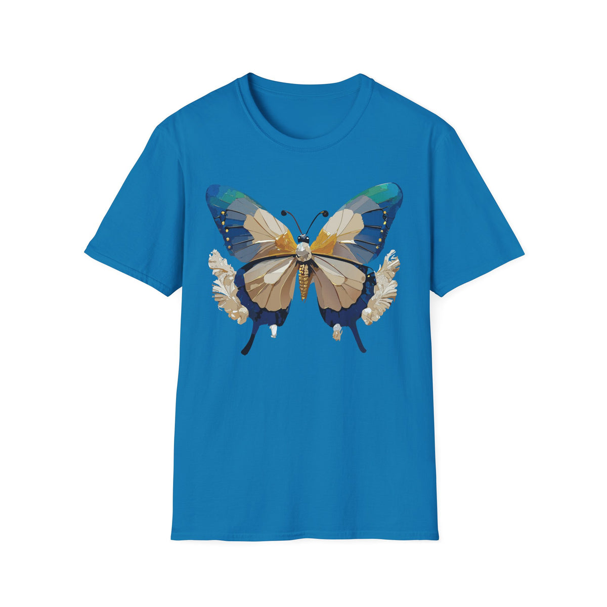 Butterfly Graphic T-Shirt — Earth Tone Floral Wing Design Graphic Tee Unisex 100 Cotton Gildan T-Shirt
