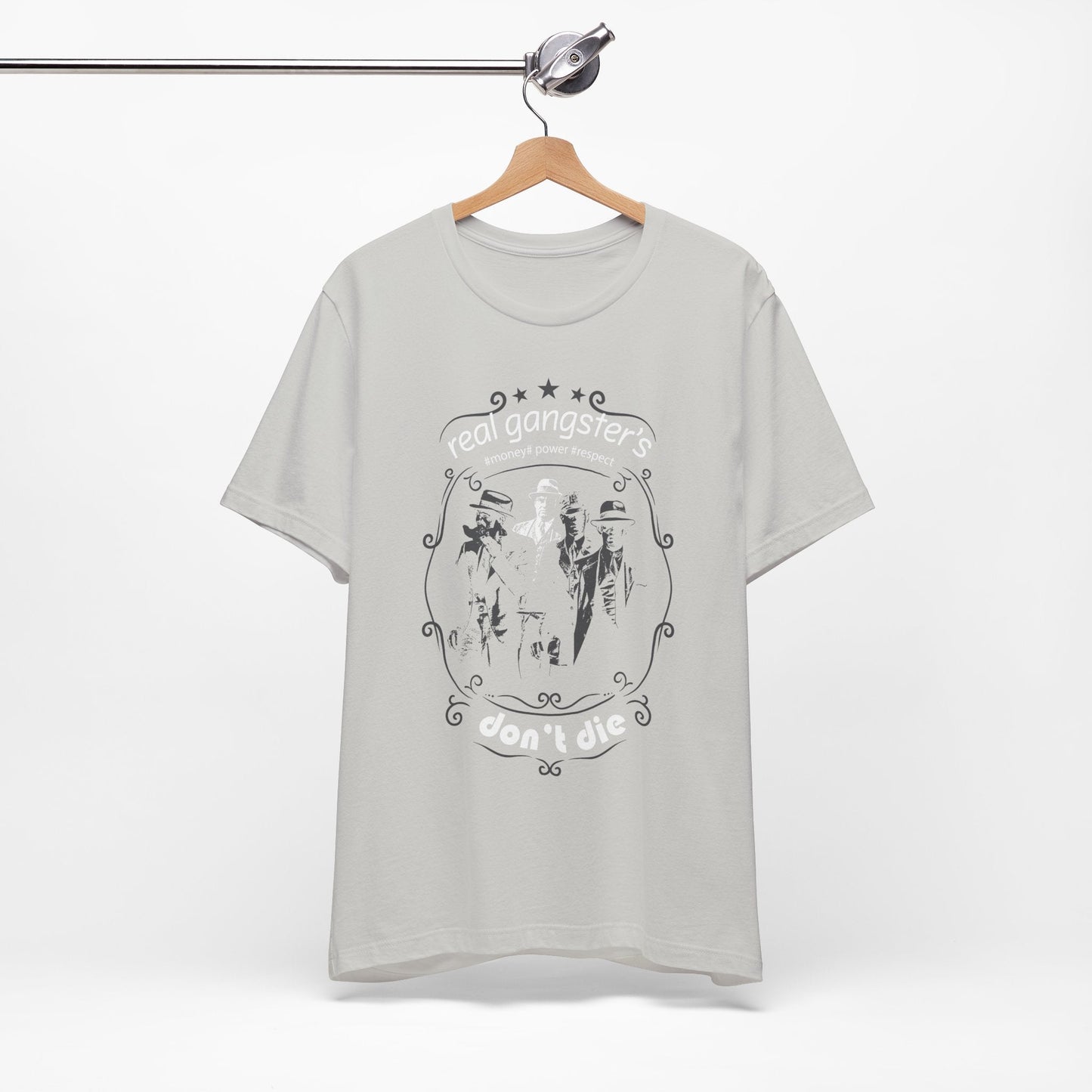 Real Gangsters Don't Die T-Shirt Vintage Outlaw Illustration Retro Biker Tee A-3