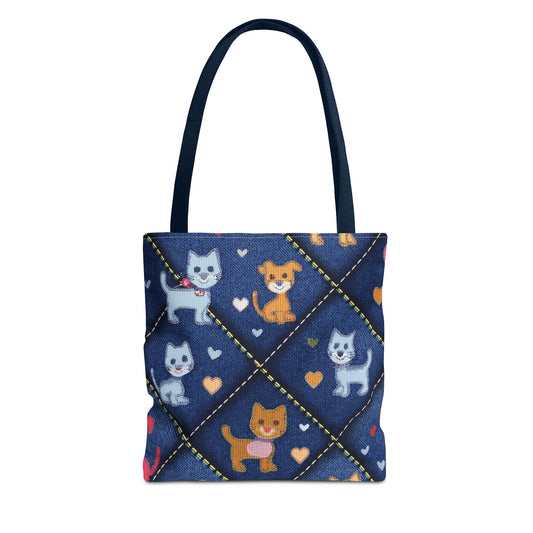 Love Day Graphic Design Denim Fabric Imitation Print Unisex Canvas Bag POLY 3 Sizes Tote Bag 201-2