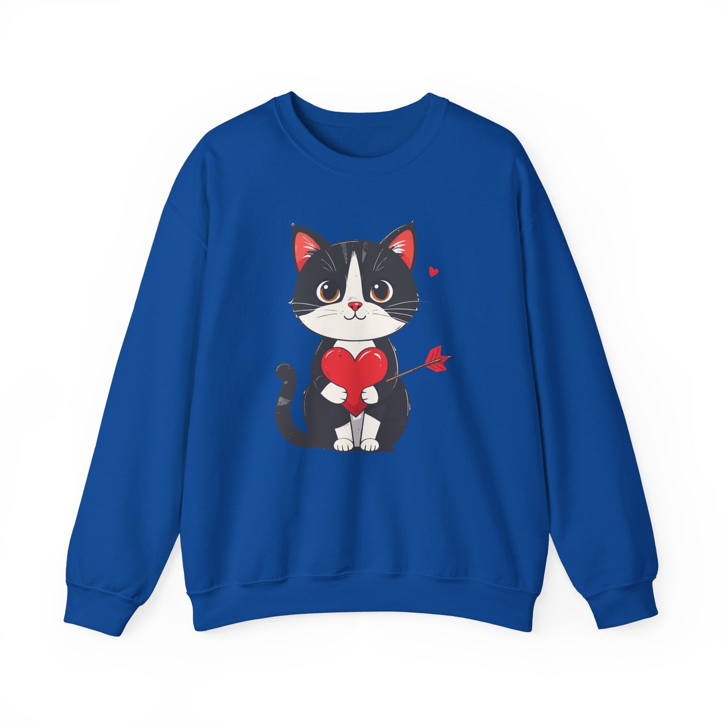 Cat Heart Sweatshirt, Heart Sweatshirt, Cat Sweatshirt, Valentine's Day Sweatshirt, 50/50 Cotton-Poly Animal Sweatshirt 103