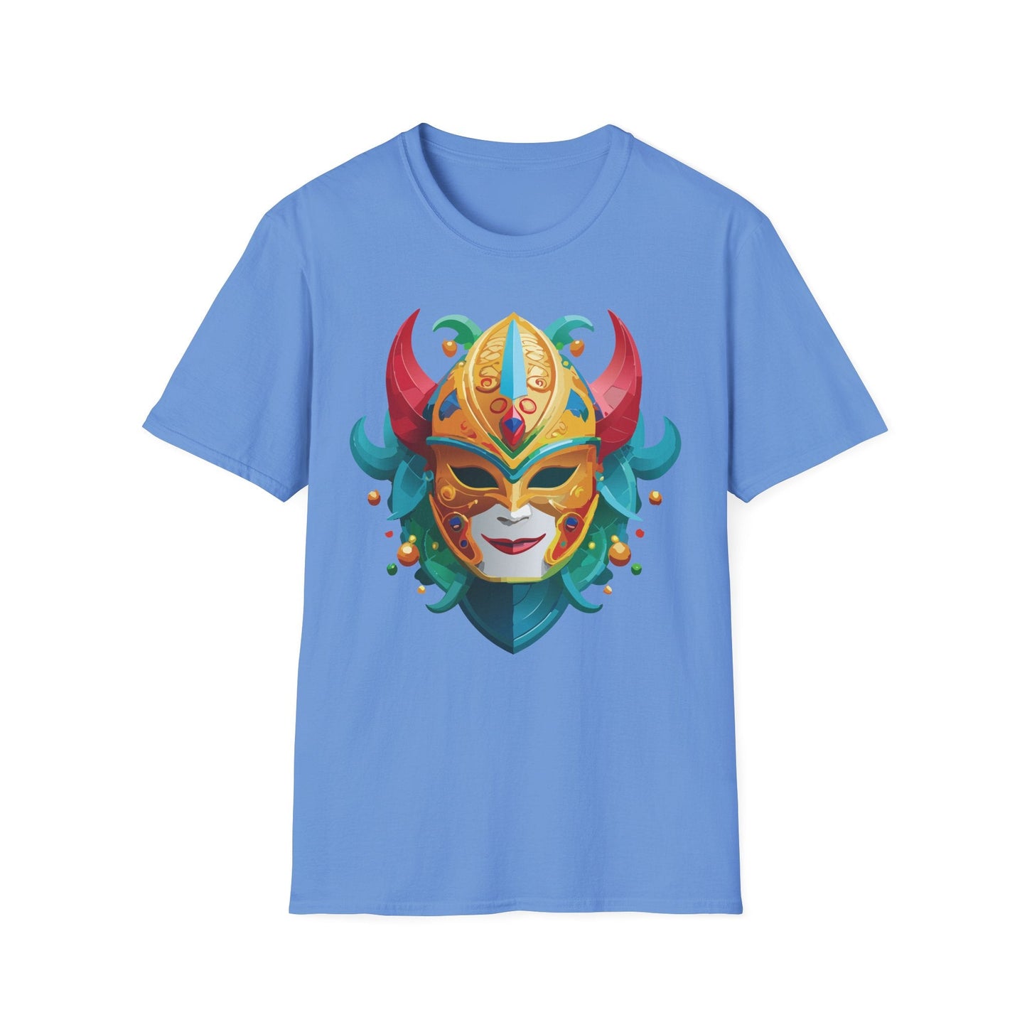 Unisex Mask Tee Shirt Softstyle Gildan 64000 Cotton Tee Masquerade Design Artwork