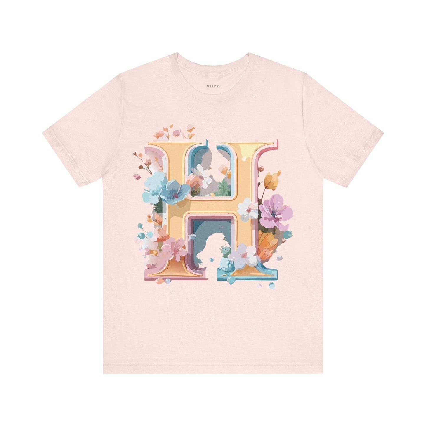 Adelpha Letter H Graphic Tee Unisex Jersey Short Sleeve Vintage Inspired Art Design Shirt
