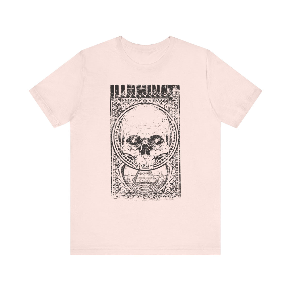Skull Circle Graphic T-Shirt Vintage Etching Illustration Art Design Unisex Cotton Tee A-9