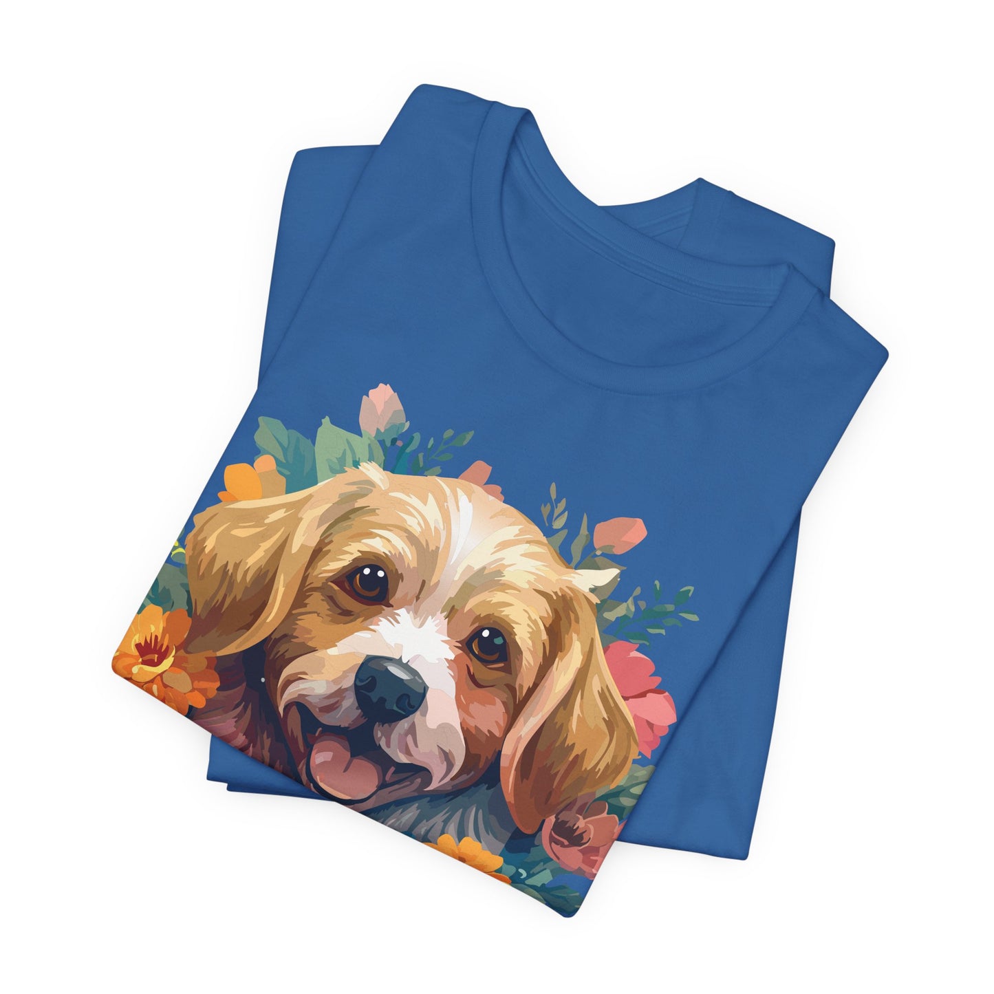 Floral Dog Tee, Animal Shirt, Dog Shirt, Floral Tee, Flower T-shirt, T-Shirt with Animal, Summer Top with Art Design
