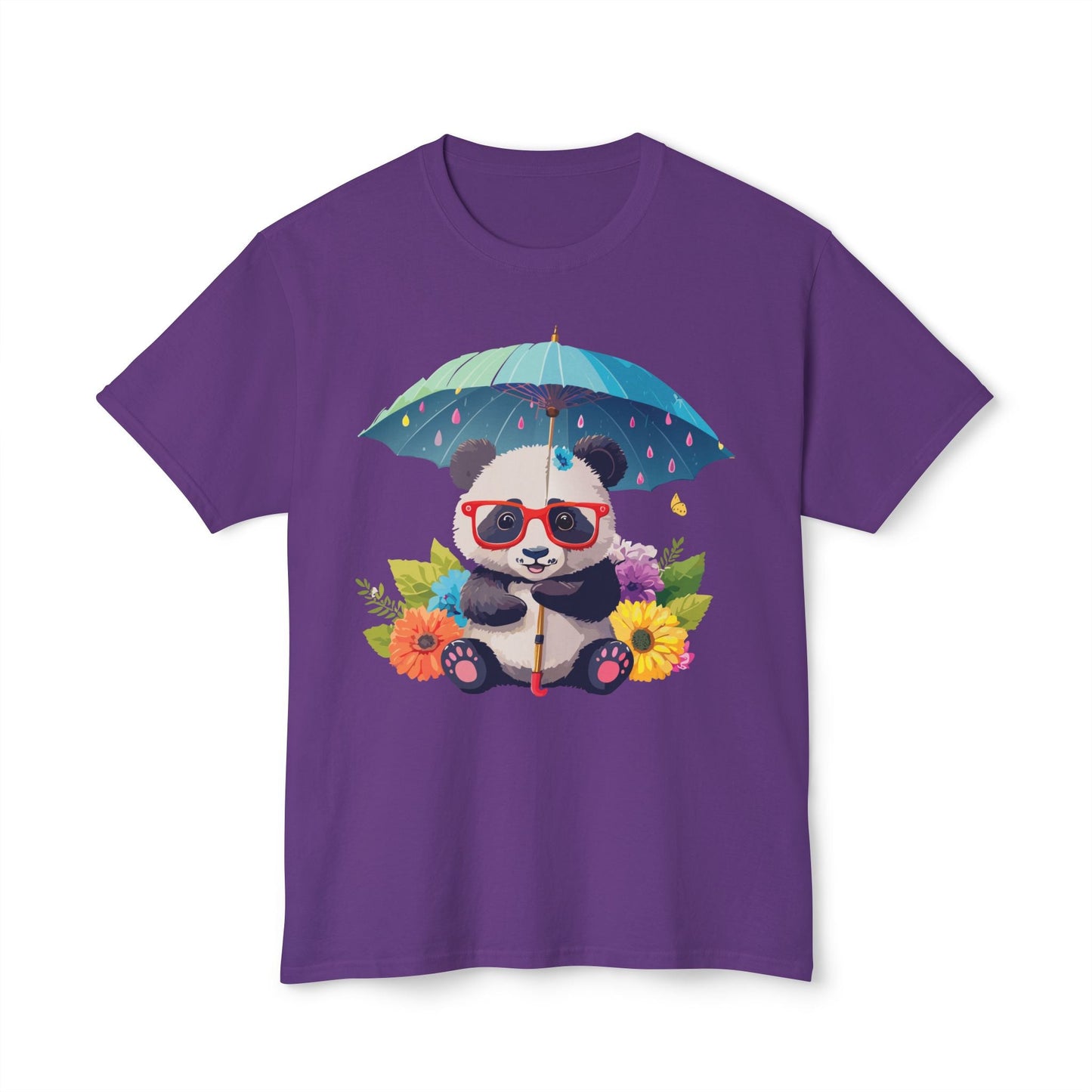 Panda Art T Shirt Unisex HD Cotton Tee With Floral Print Panda Design USA Printed Now