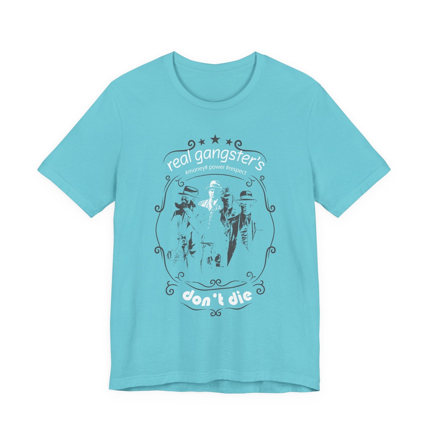 Real Gangsters Don't Die T-Shirt Vintage Outlaw Illustration Retro Biker Tee A-3