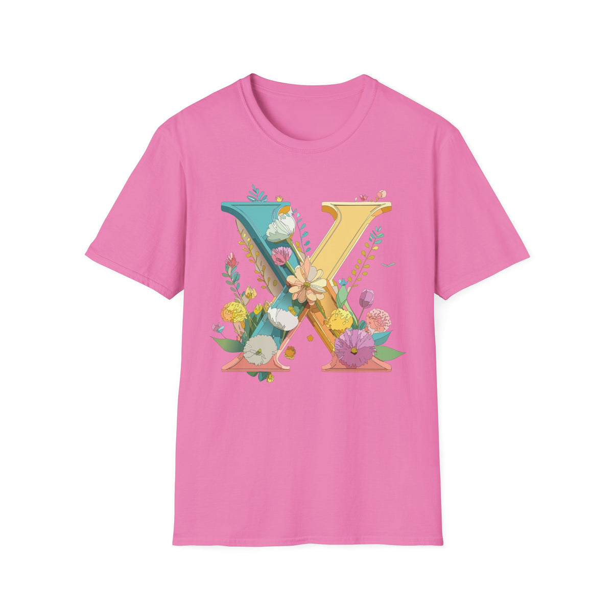 Floral Letter X T-Shirt | Botanical Monogram Initial Tee