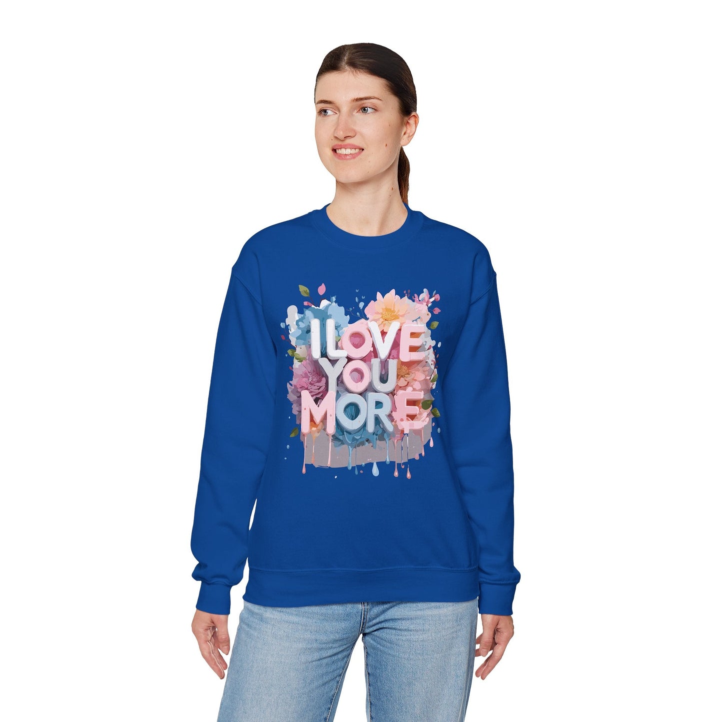 Floral Love Sweatshirt Unisex Heavy Blend Crewneck Valentines Day 50 50 Cotton Polyester Gildan 18000