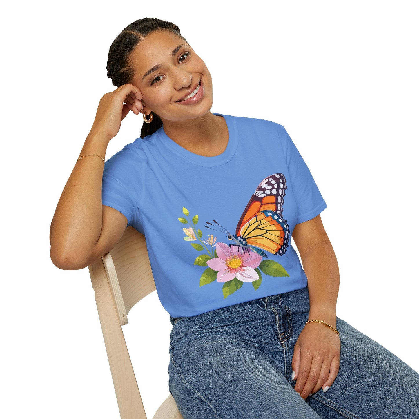 Butterfly T Shirt for Women and Men Monarch Print Softstyle Unisex Gildan 64000 Tee