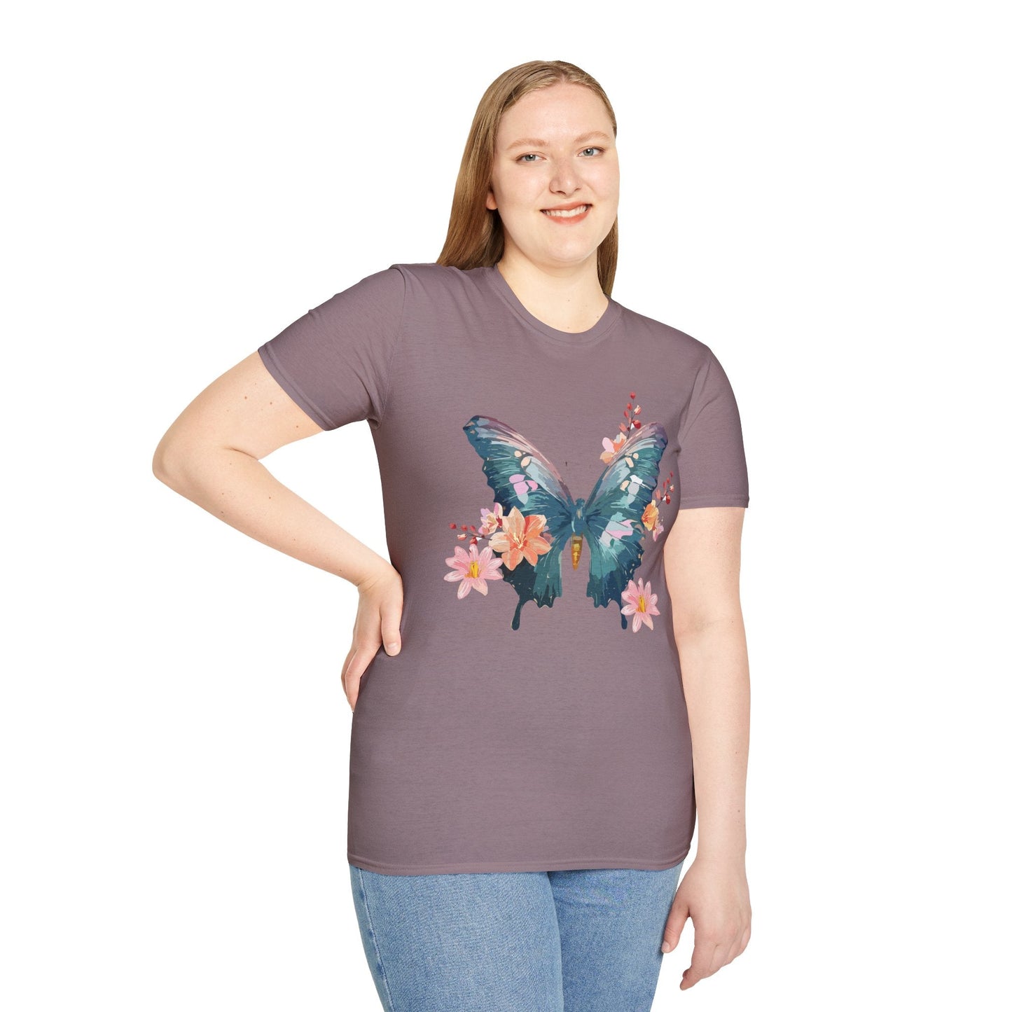 Butterfly T Shirt Unisex Gildan Softstyle 64000 100 Percent Ring Spun Cotton Monarch Tee