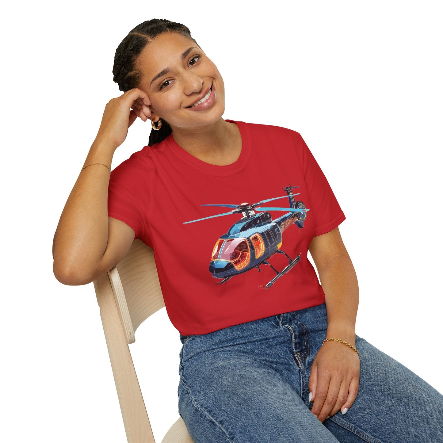 Chopper Helicopter Graphic Unisex Cotton Softstyle Short Sleeve Tee 6