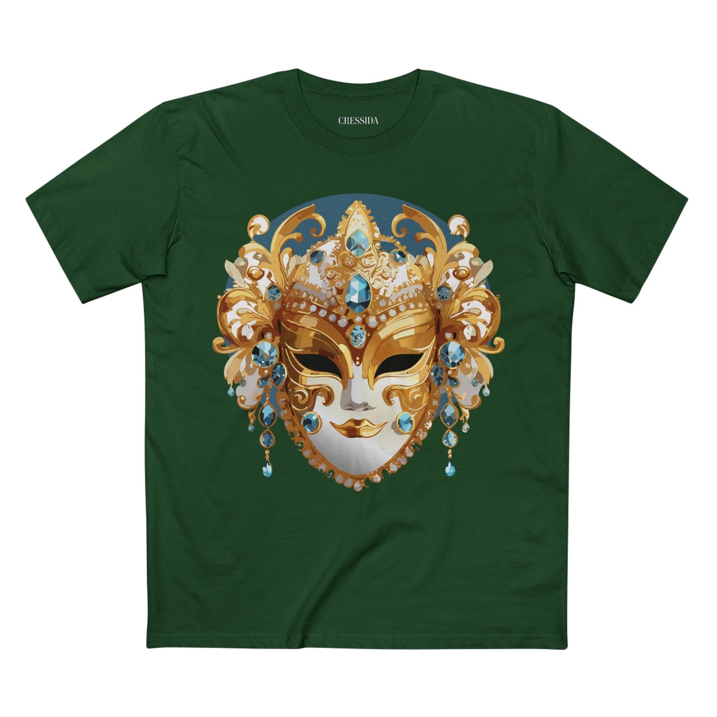 Carnival Mask Graphic T-Shirt Unisex 100 Cotton With Antique Gold Art Design Tee 12