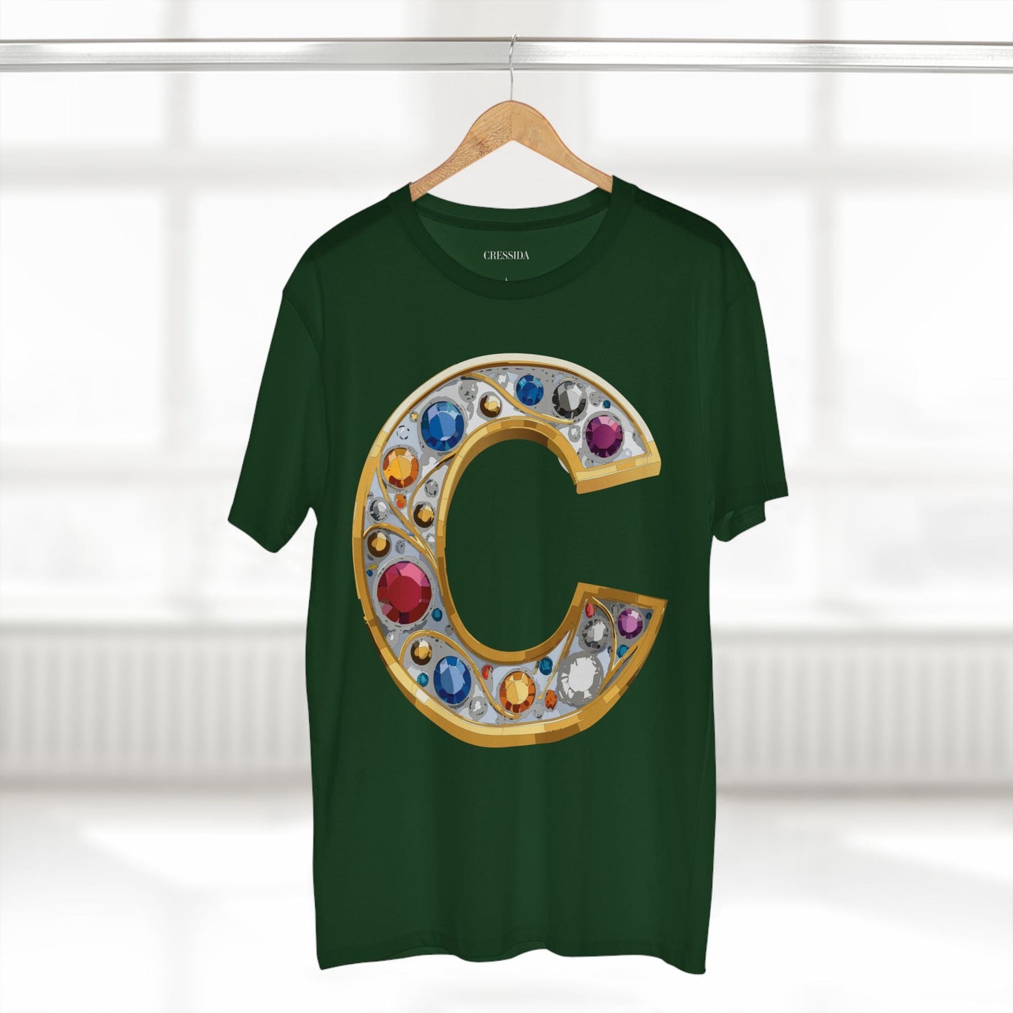 Letter C Graphic Design Tee Unisex 100 Cotton With Antique Gold Letters Artwork T-Shirt
