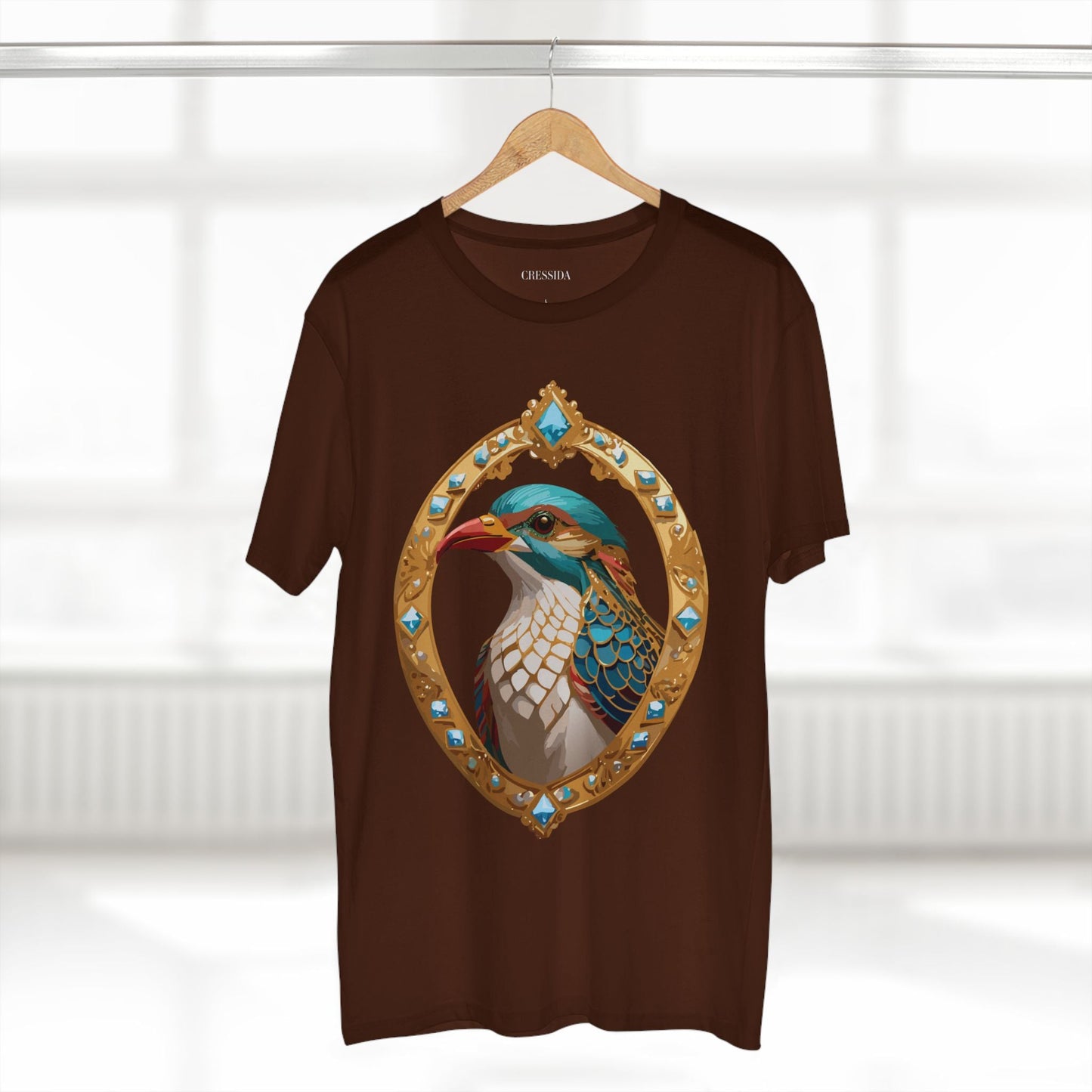 Bird Graphic Unisex 100 Cotton Tee With Unique Animal Golden Medallion Art Design 22