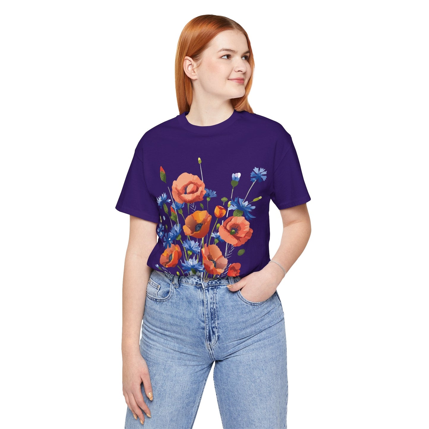 Unisex Floral Shirt Floral Print Tee Lightweight Breathable Fabric Short Sleeve Casual Wear